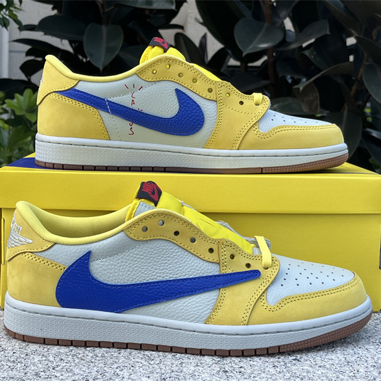 Travis Scott x Air Jordan 1 Low Canary Sneaker      DZ4137-700 - DesignerGu