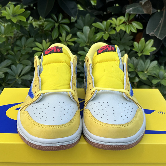 Travis Scott x Air Jordan 1 Low Canary Sneaker      DZ4137-700 - DesignerGu