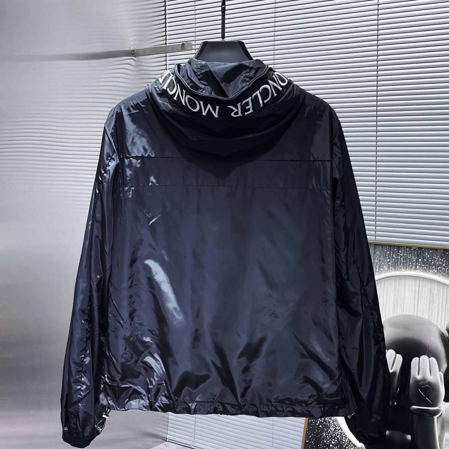 Moncler Black Massereau Logo Trim Windbreaker - DesignerGu