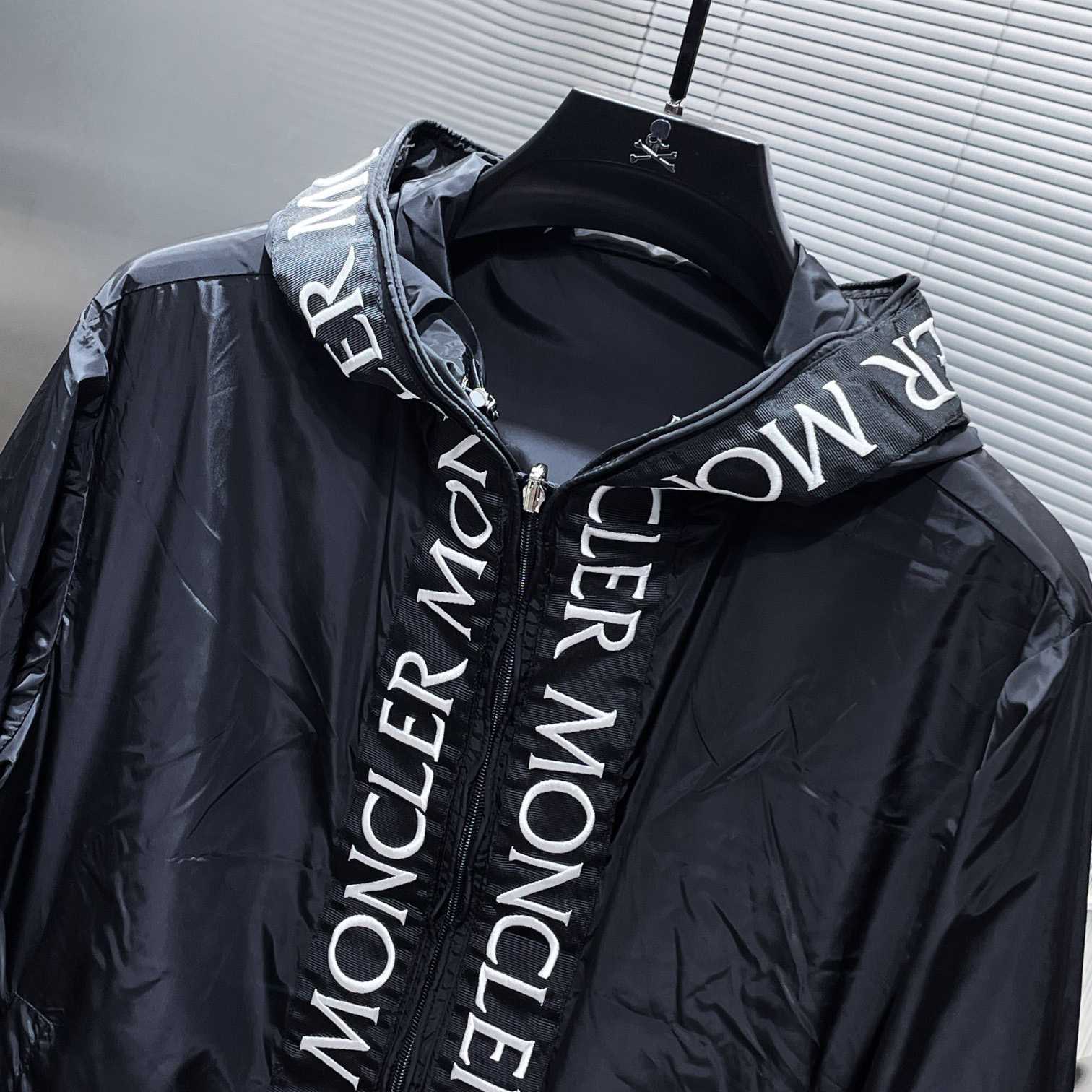 Moncler Black Massereau Logo Trim Windbreaker - DesignerGu