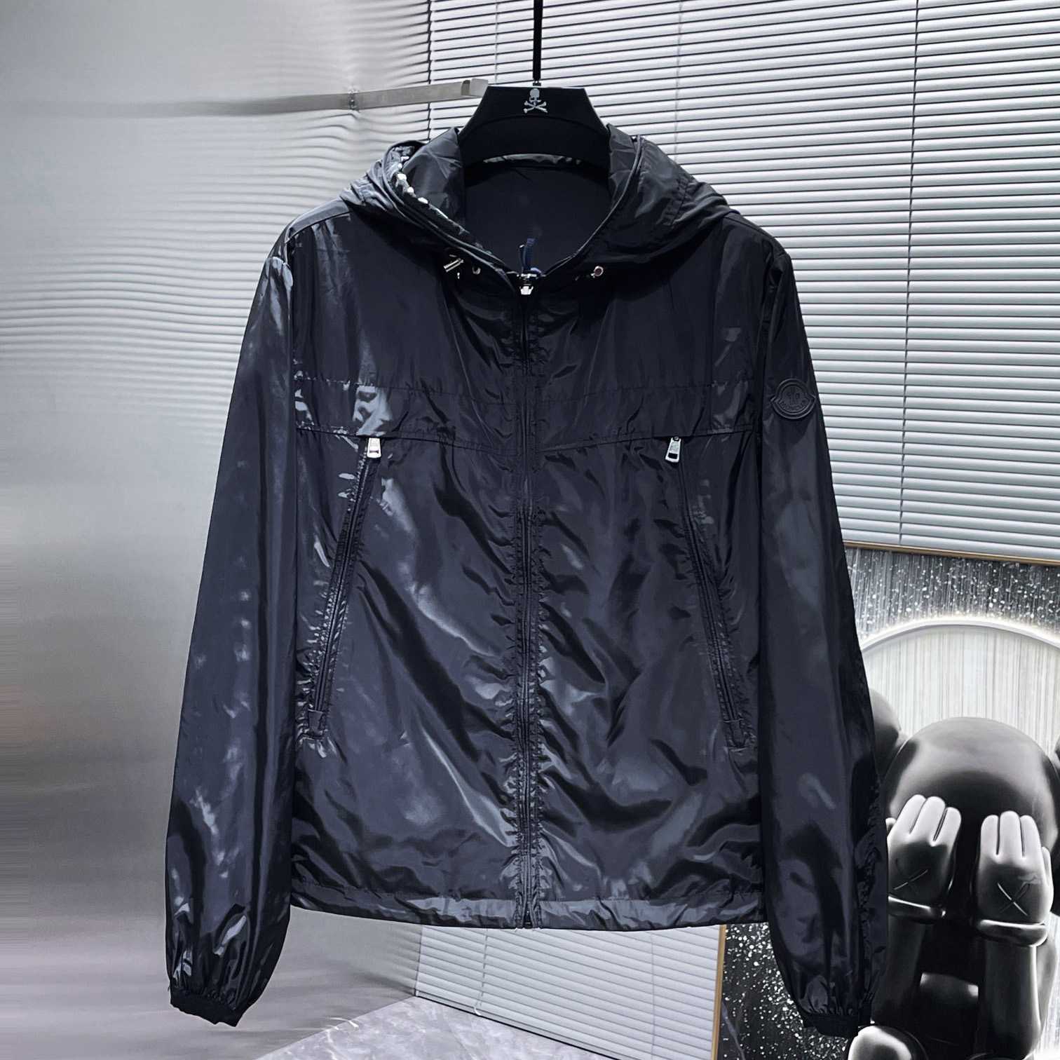 Moncler Black Massereau Logo Trim Windbreaker - DesignerGu