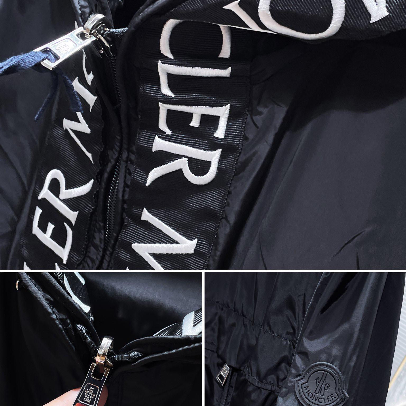 Moncler Black Massereau Logo Trim Windbreaker - DesignerGu