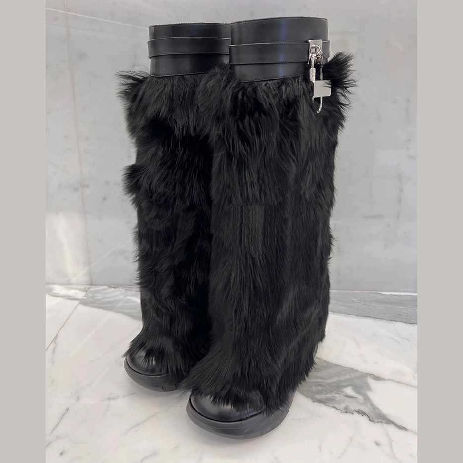 Givenchy Shark Lock Biker Boots In Alpaca - DesignerGu