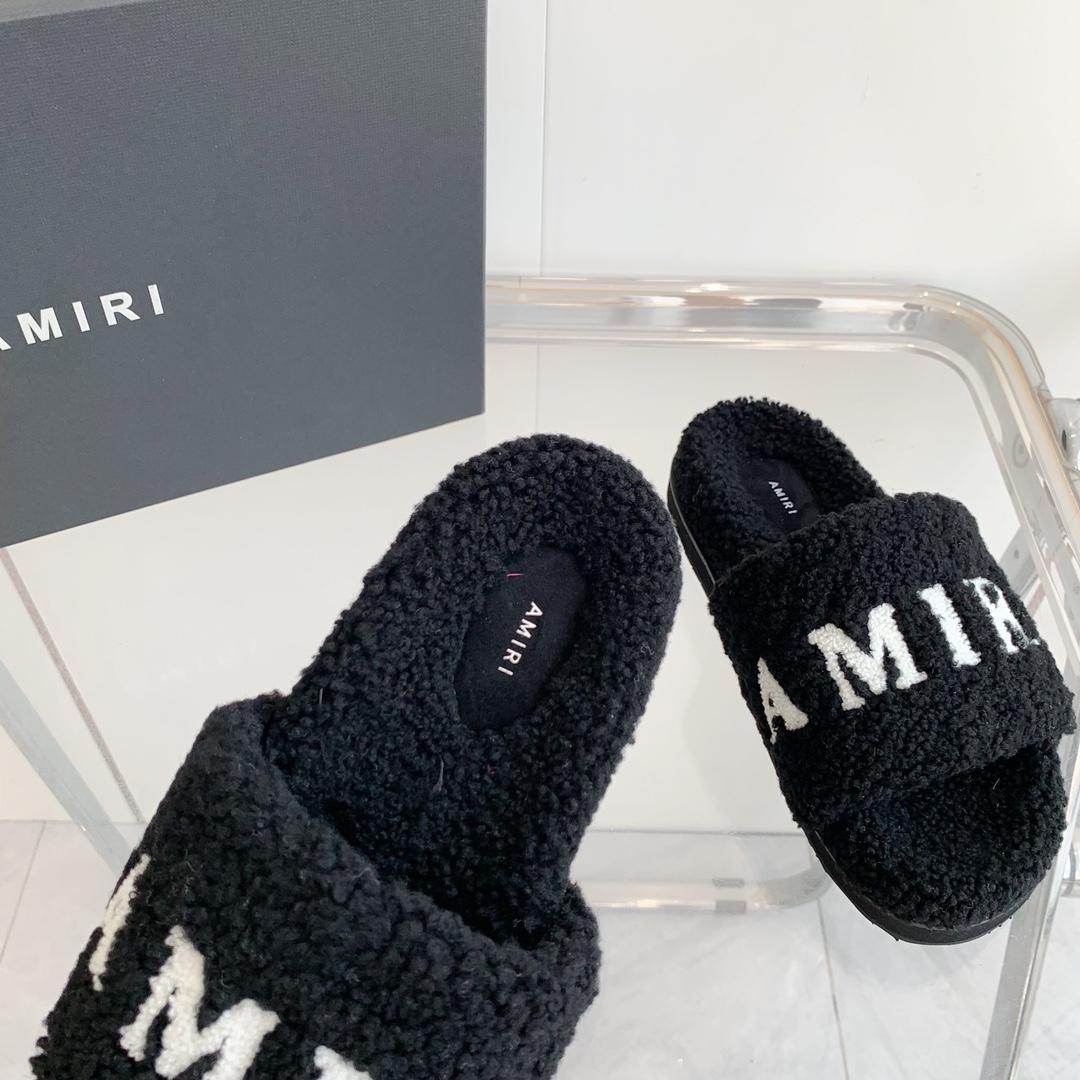 Amiri Logo-print Fleece Slippers - DesignerGu