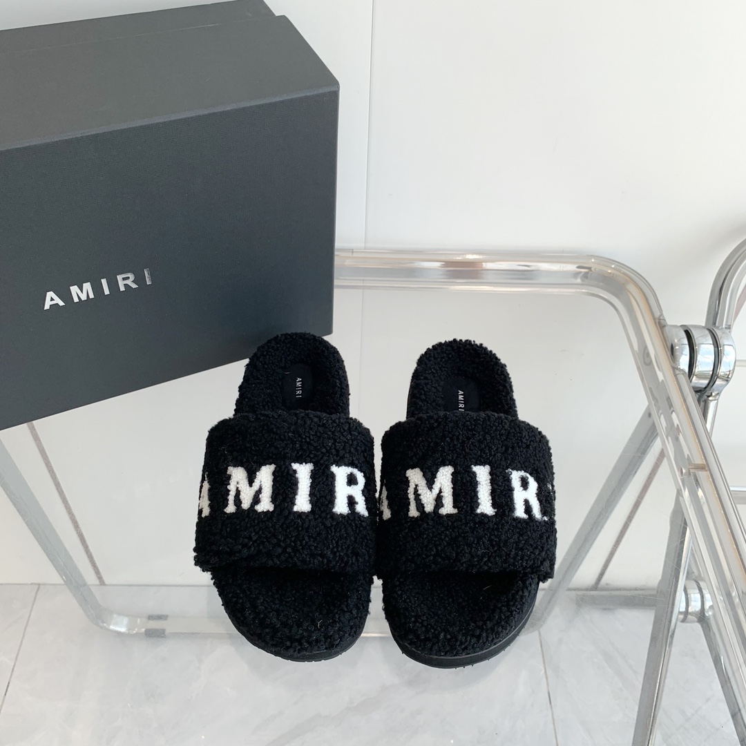 Amiri Logo-print Fleece Slippers - DesignerGu