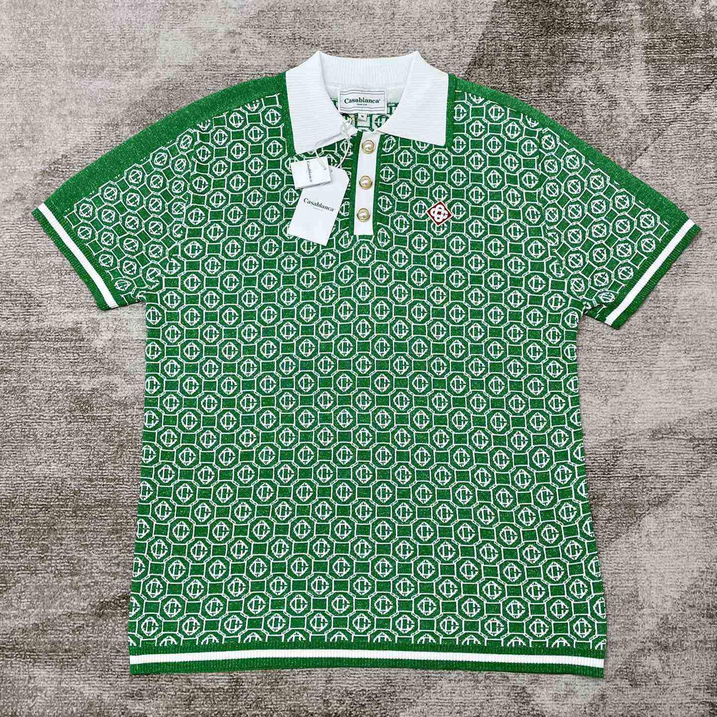 Casablanca Lurex Jacquard Polo Shirt  - DesignerGu