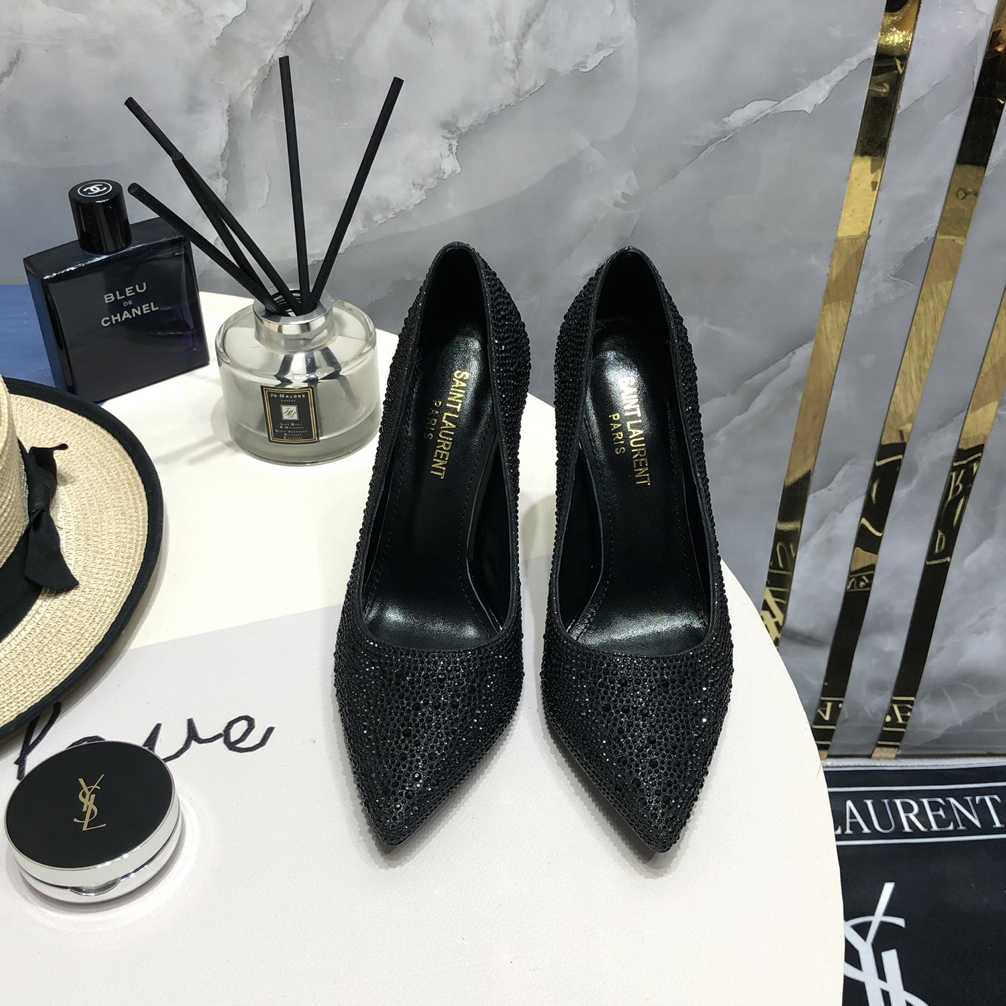 Saint Laurent Black Opyum Glitter Pumps - DesignerGu