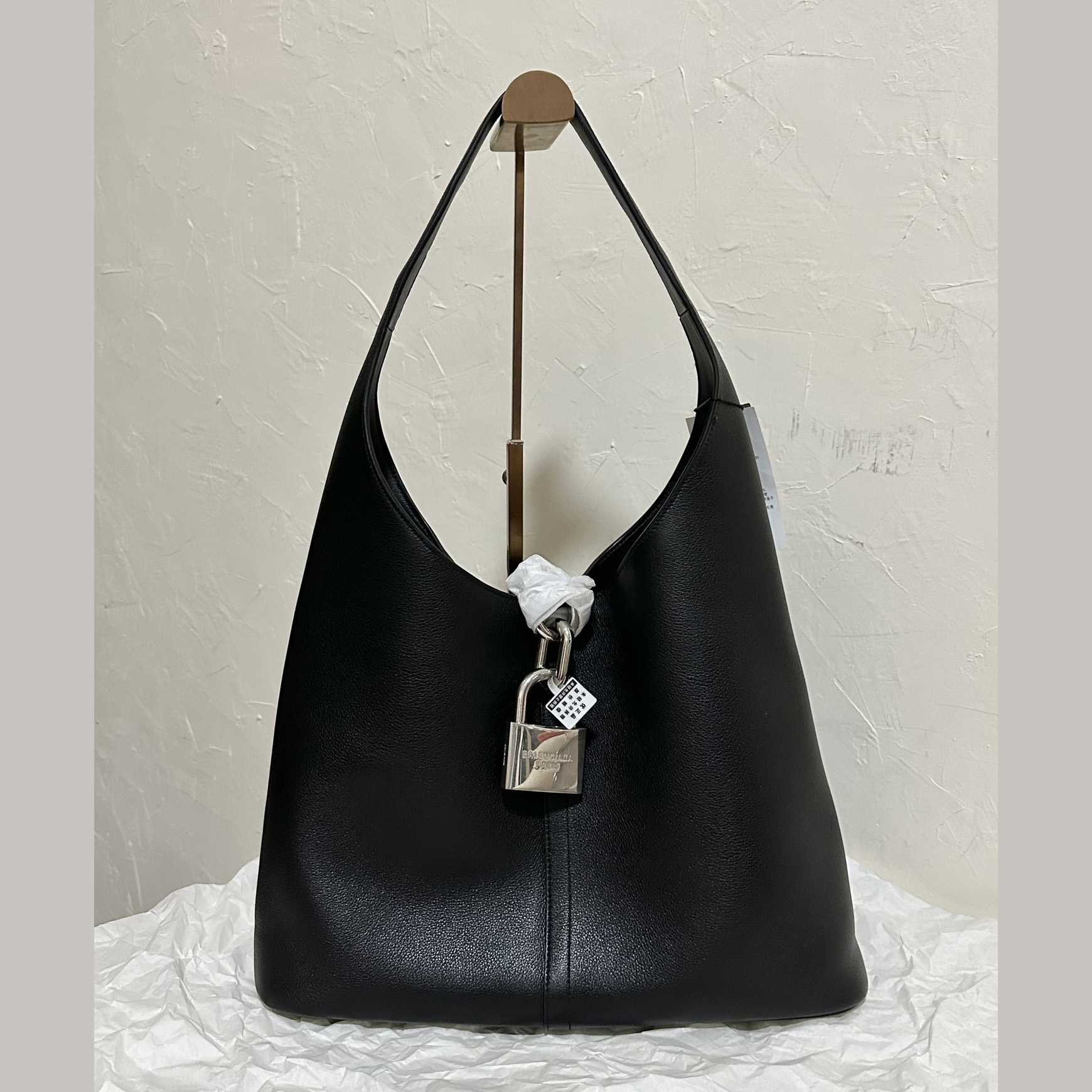Balenciaga Women's Locker Medium North-South Hobo Bag In Black  - DesignerGu
