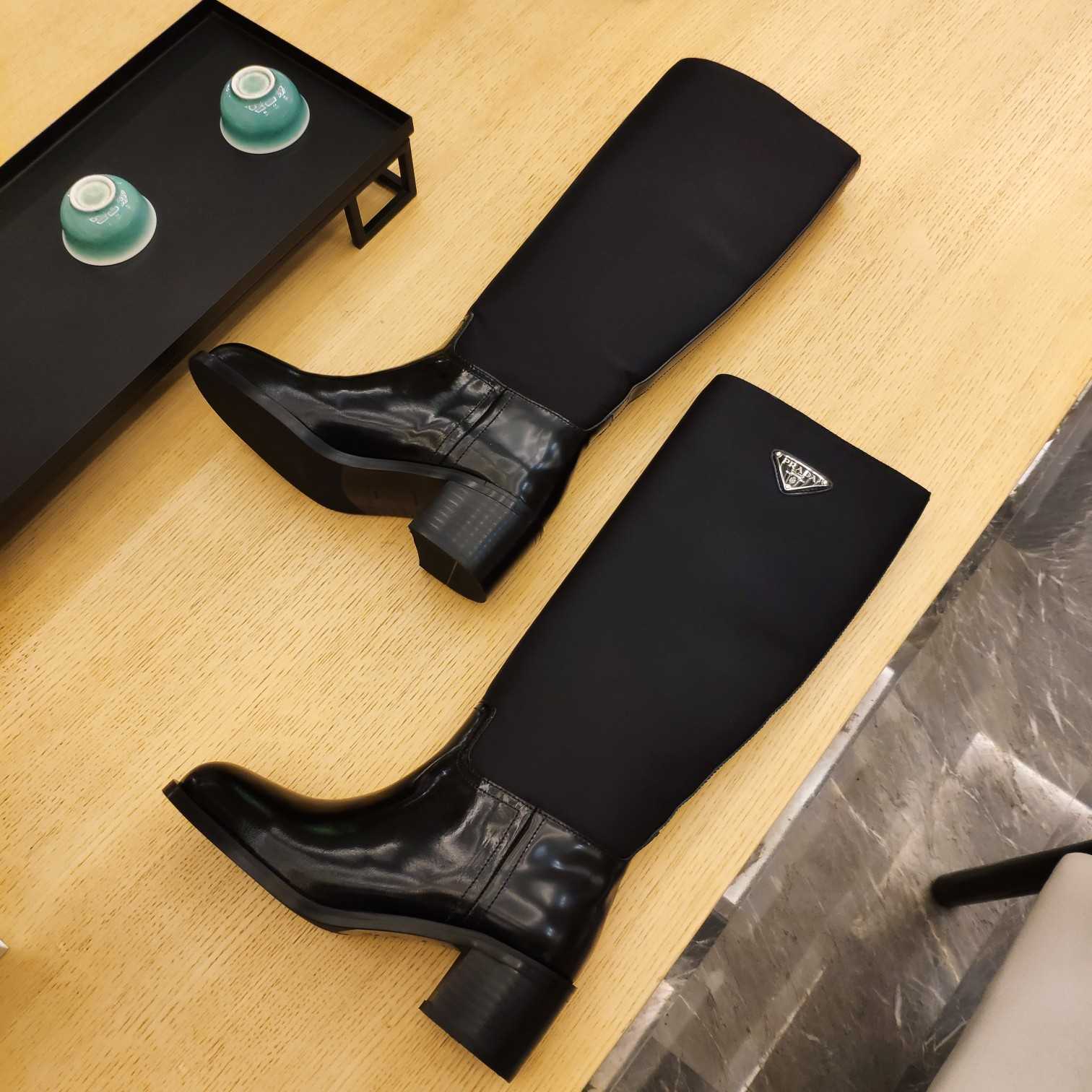 Prada Leather And Re-Nylon Boots - DesignerGu