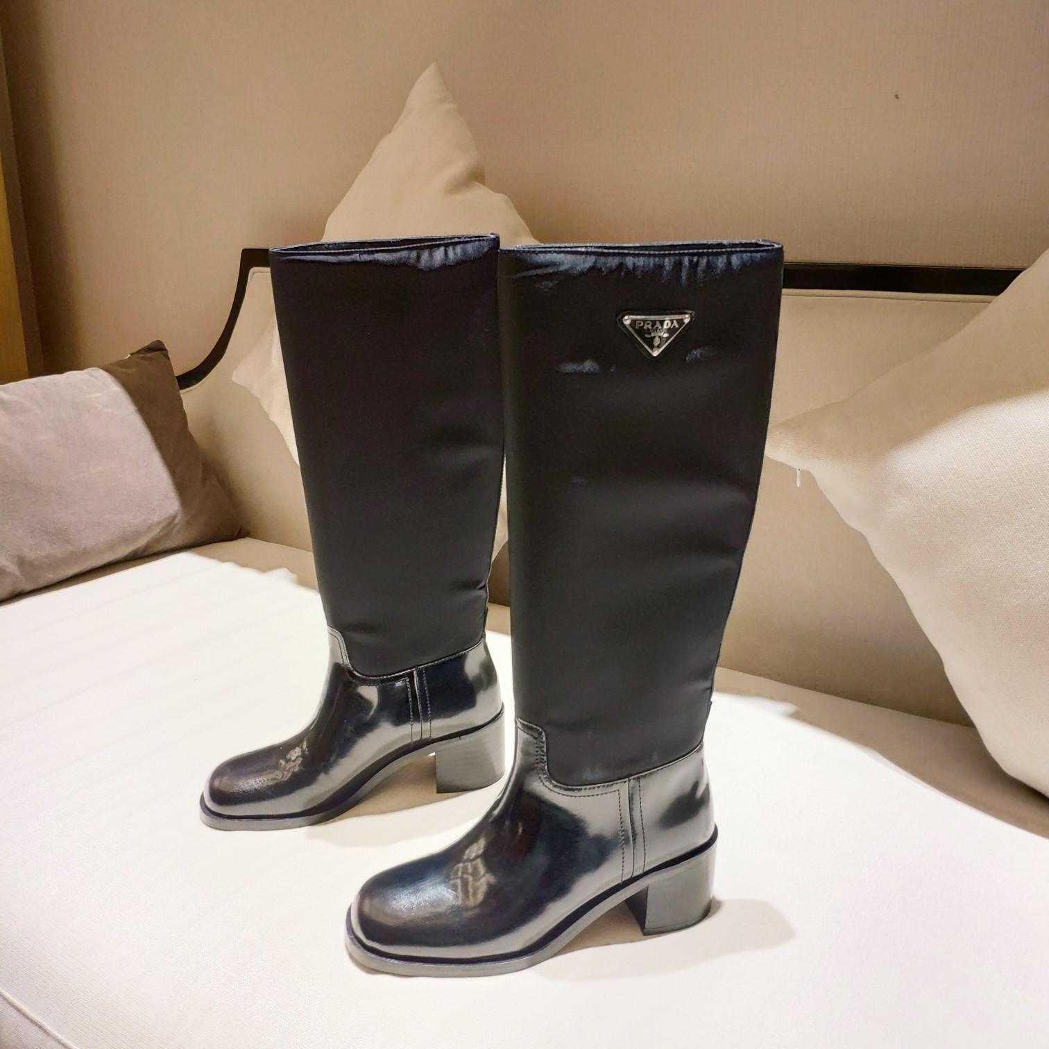 Prada Leather And Re-Nylon Boots - DesignerGu