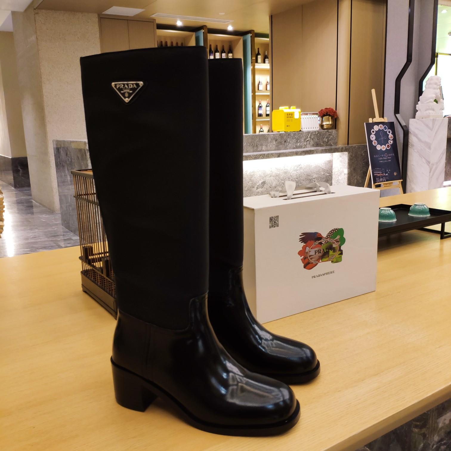 Prada Leather And Re-Nylon Boots - DesignerGu