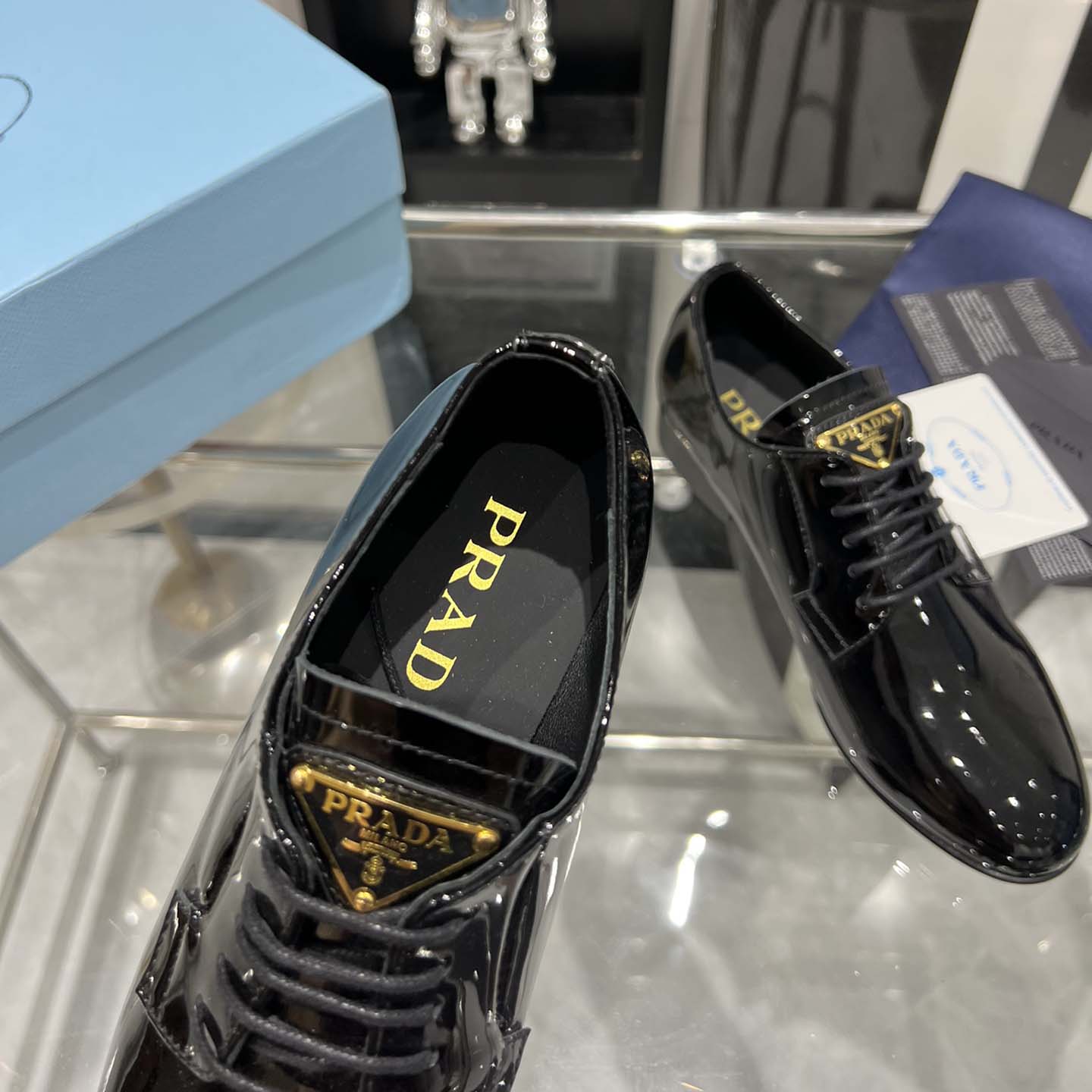 Prada Patent Leather Lace-up Shoes - DesignerGu