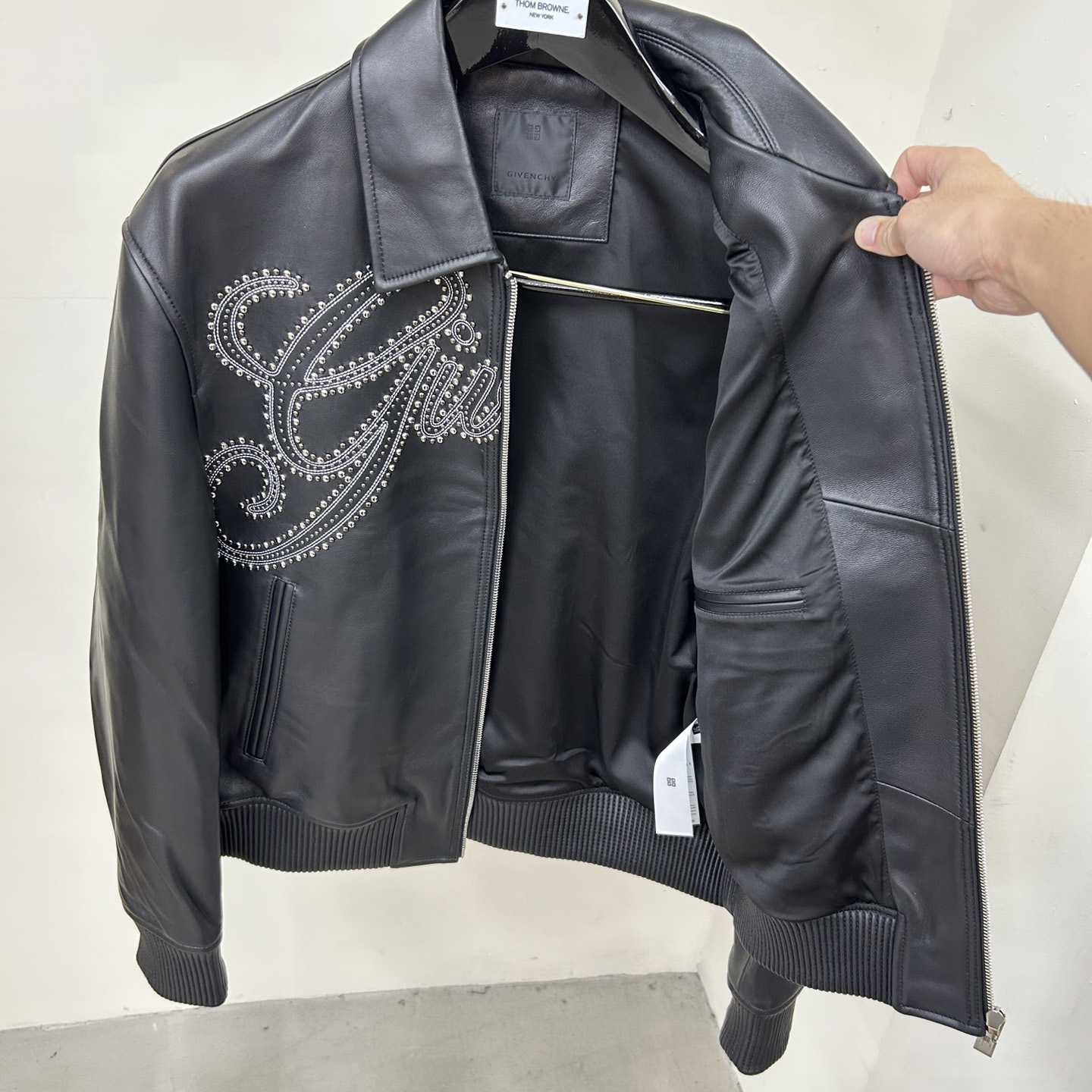 Givenchy Studded-logo Leather Jacket - DesignerGu