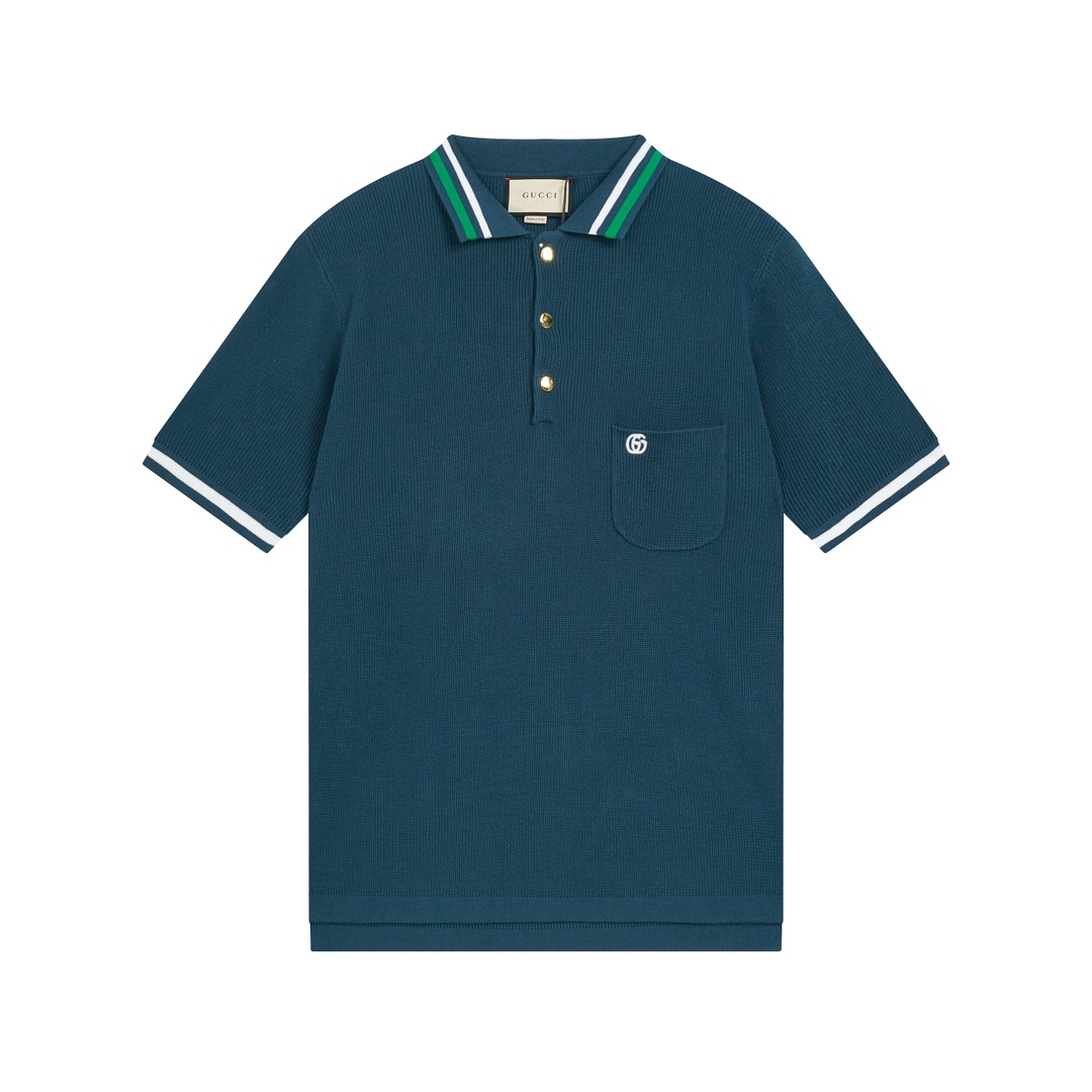 Gucci Wool Cotton Jersey Polo Shirt  - DesignerGu
