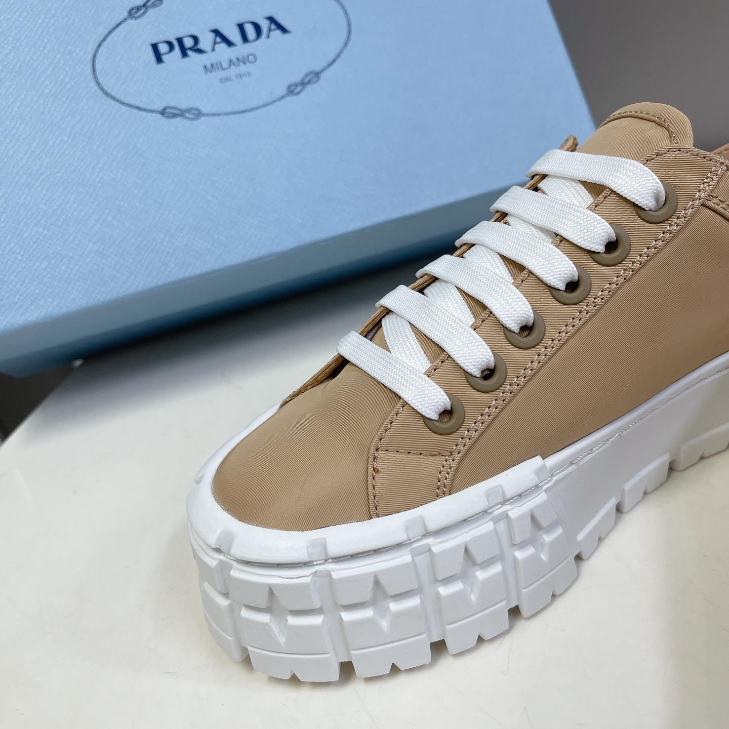 Prada Double Wheel Nylon Gabardine Sneakers - DesignerGu