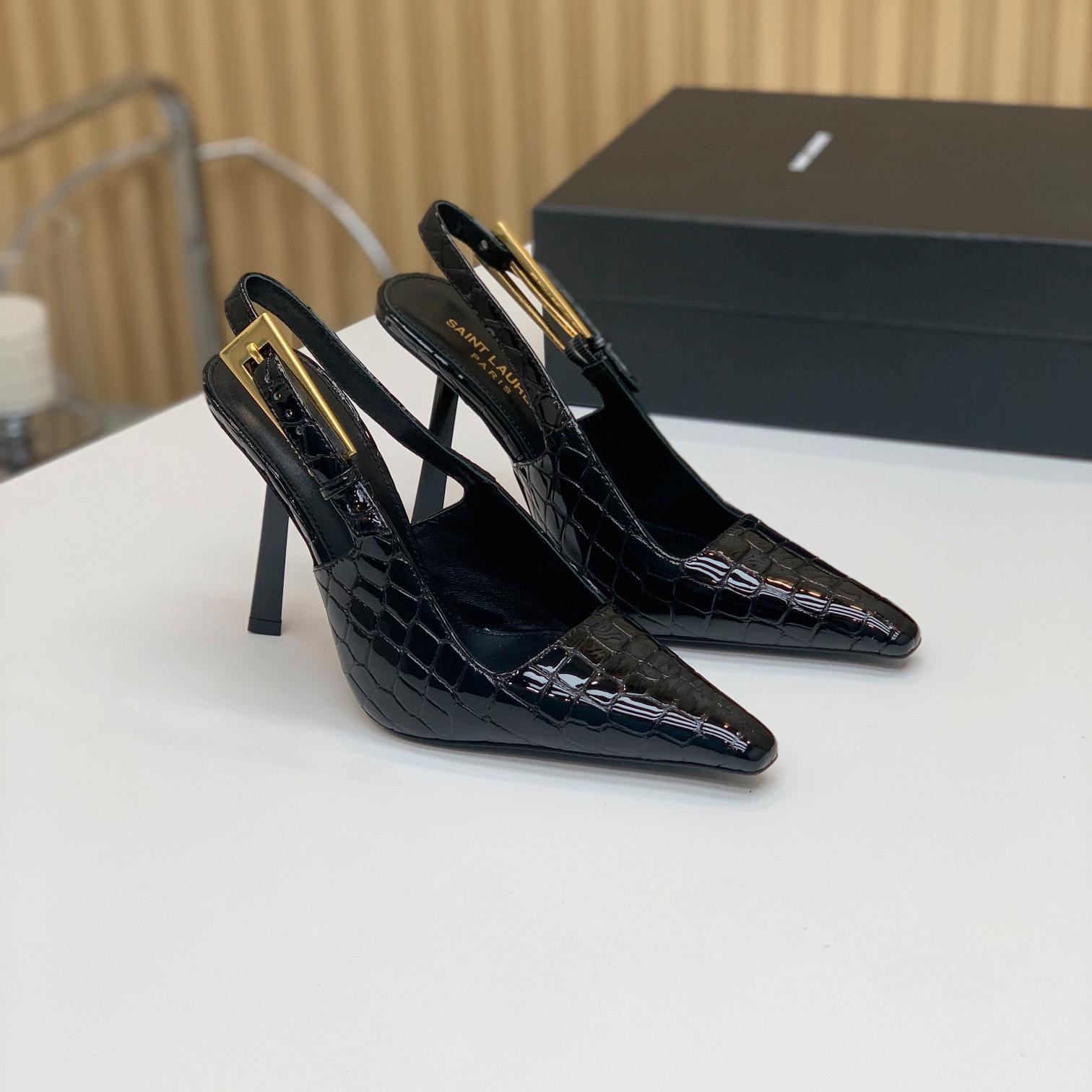 Saint Laurent Leather Slingback Pumps - DesignerGu