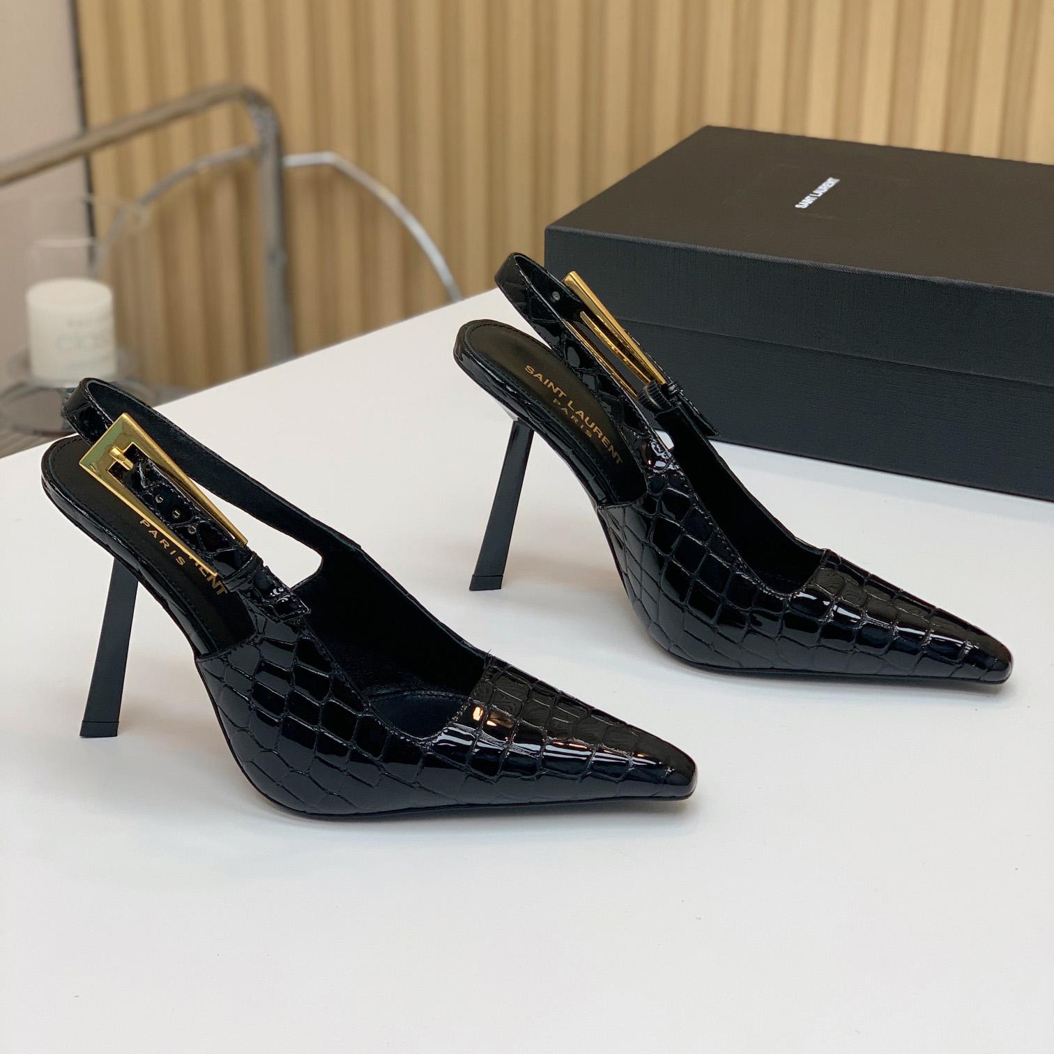 Saint Laurent Leather Slingback Pumps - DesignerGu