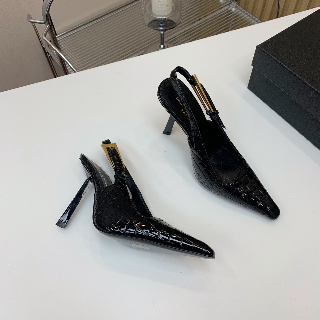 Saint Laurent Leather Slingback Pumps - DesignerGu