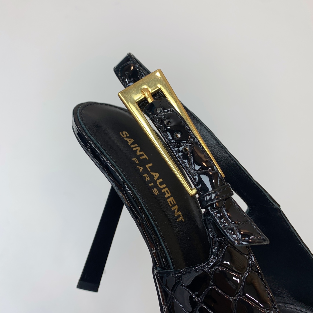 Saint Laurent Leather Slingback Pumps - DesignerGu