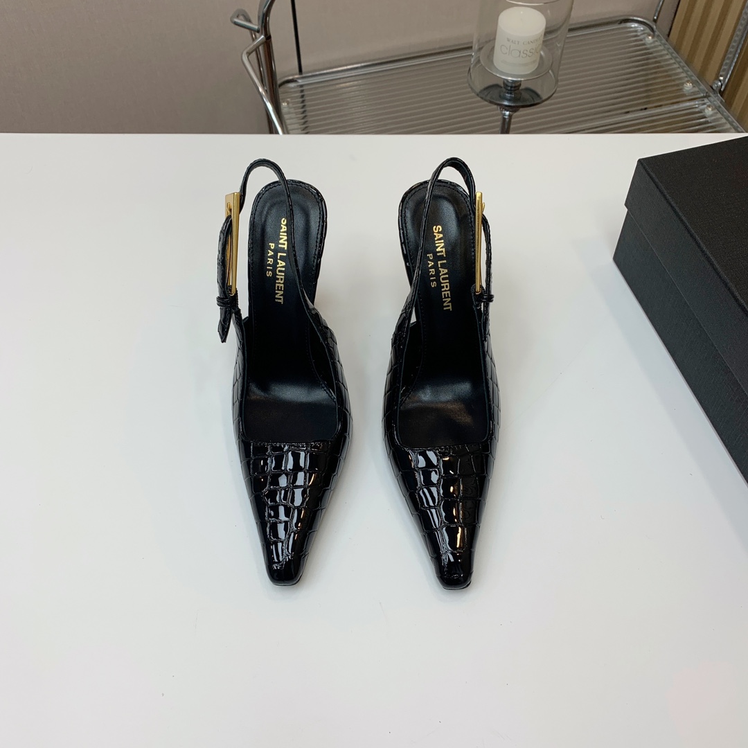 Saint Laurent Leather Slingback Pumps - DesignerGu