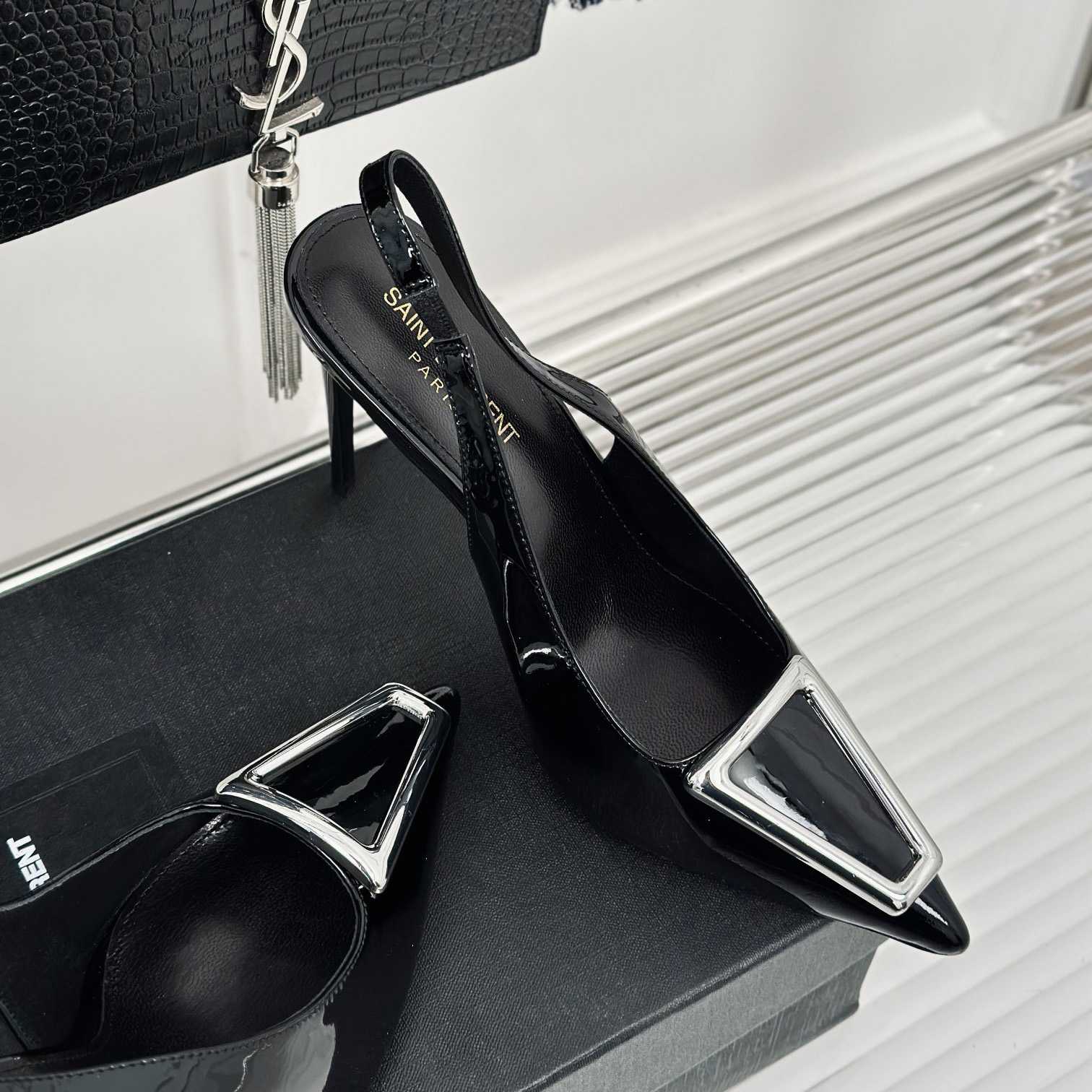 Saint Laurent Avenue Slingback Pumps In Patent Leather - DesignerGu