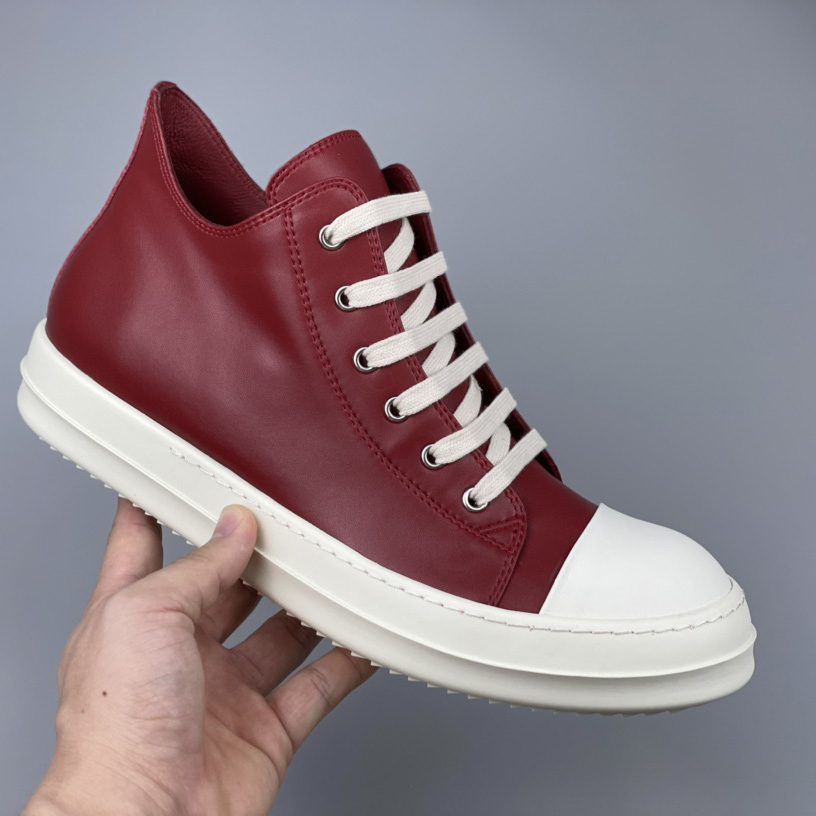 Rick Owens Low-Top Leather Sneakers - DesignerGu