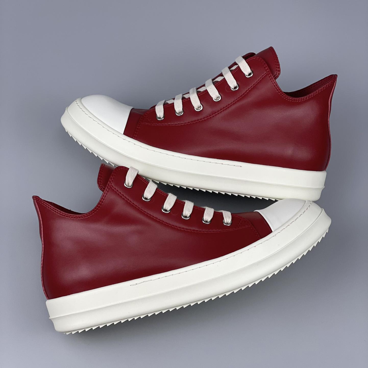 Rick Owens Low-Top Leather Sneakers - DesignerGu