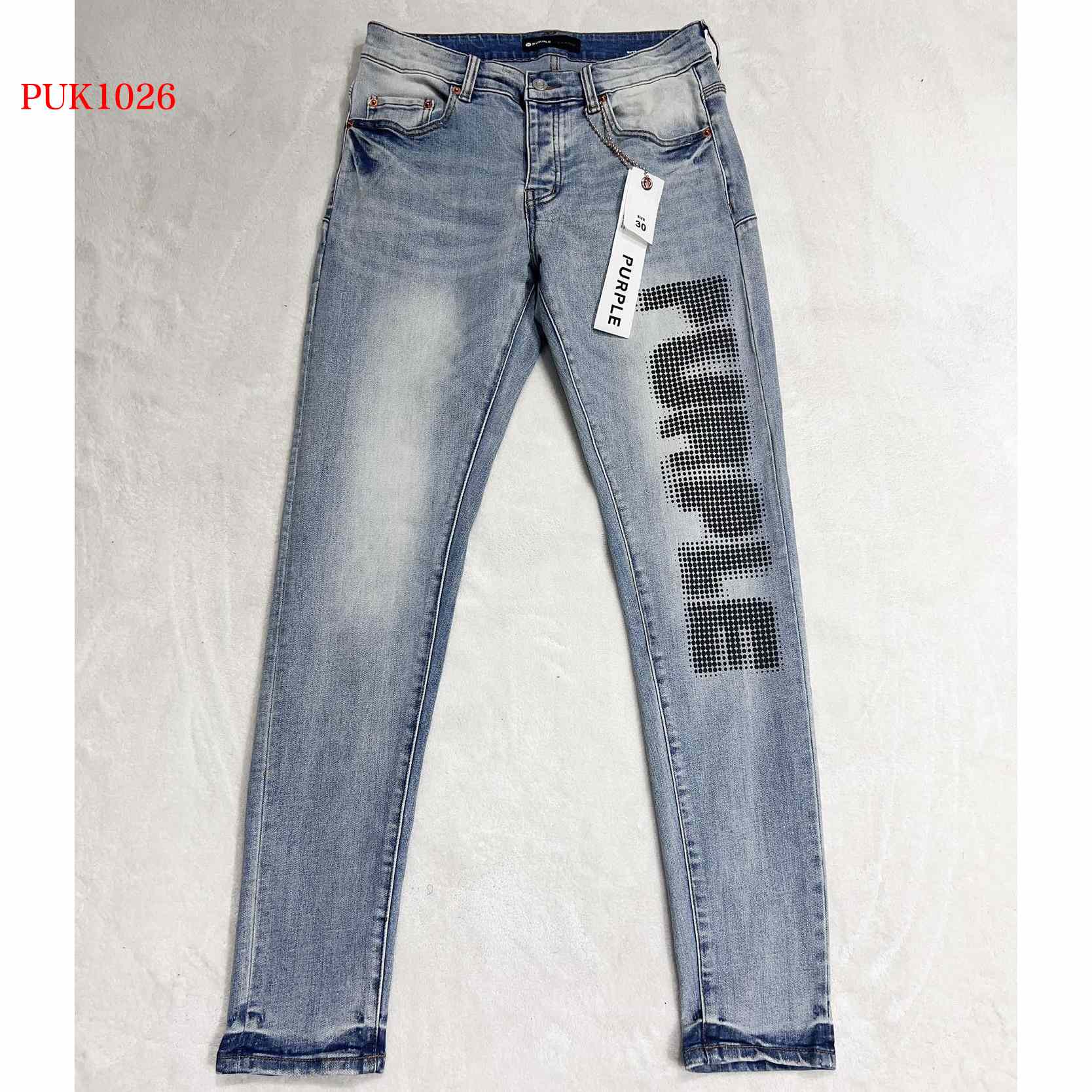 Purple-Brand Halftone Wordmark Jeans       PUK1026 - DesignerGu