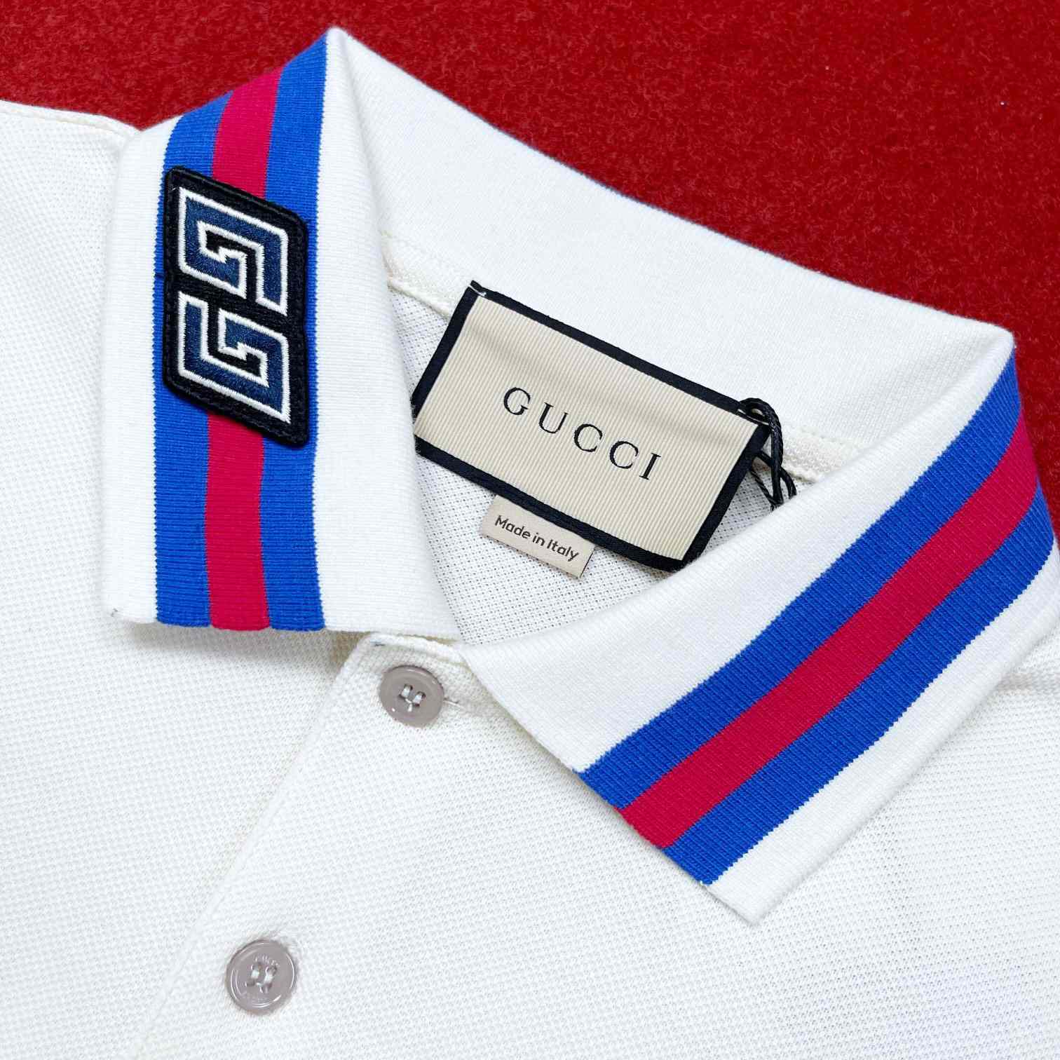 Gucci Cotton Piquet Polo With Web Collar - DesignerGu