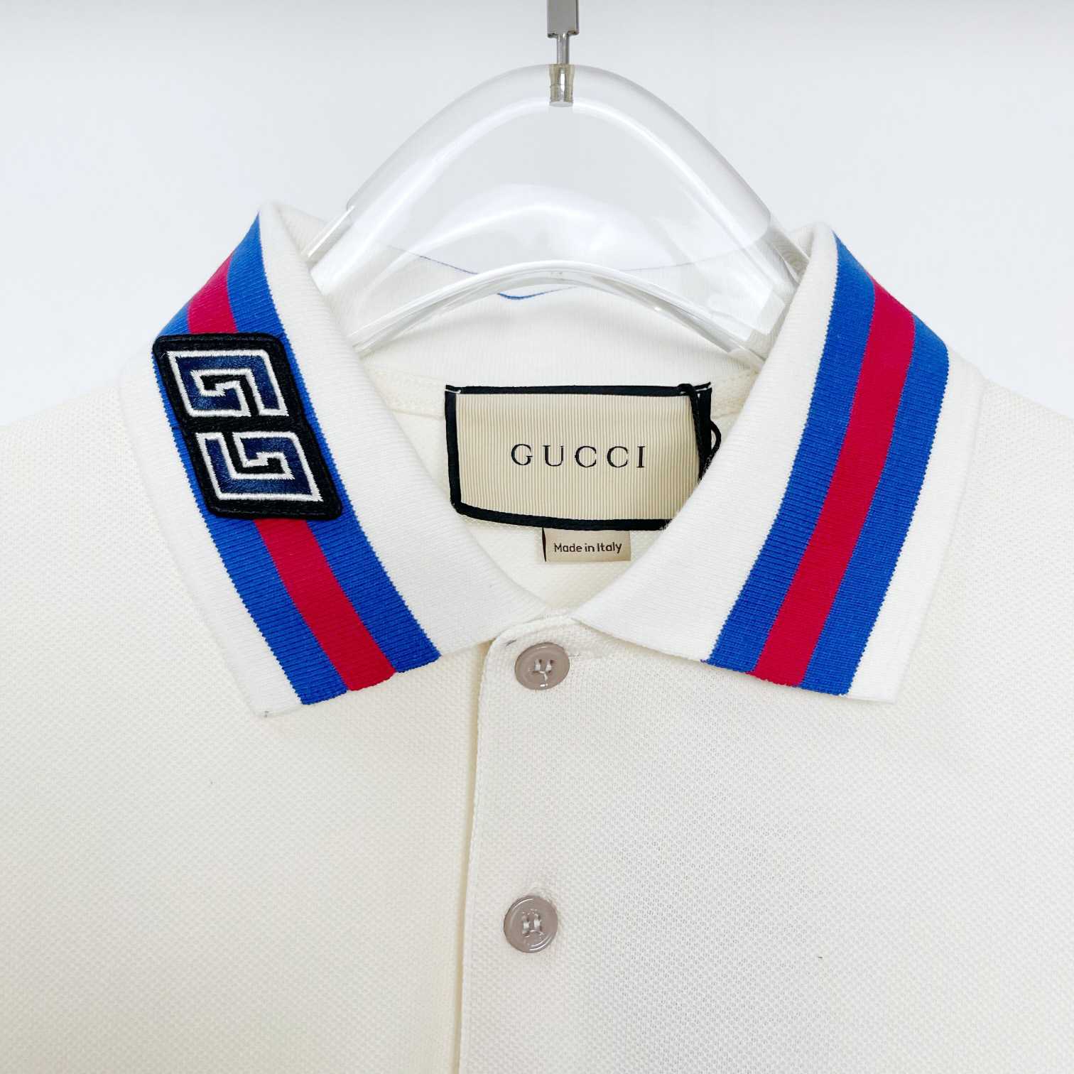 Gucci Cotton Piquet Polo With Web Collar - DesignerGu