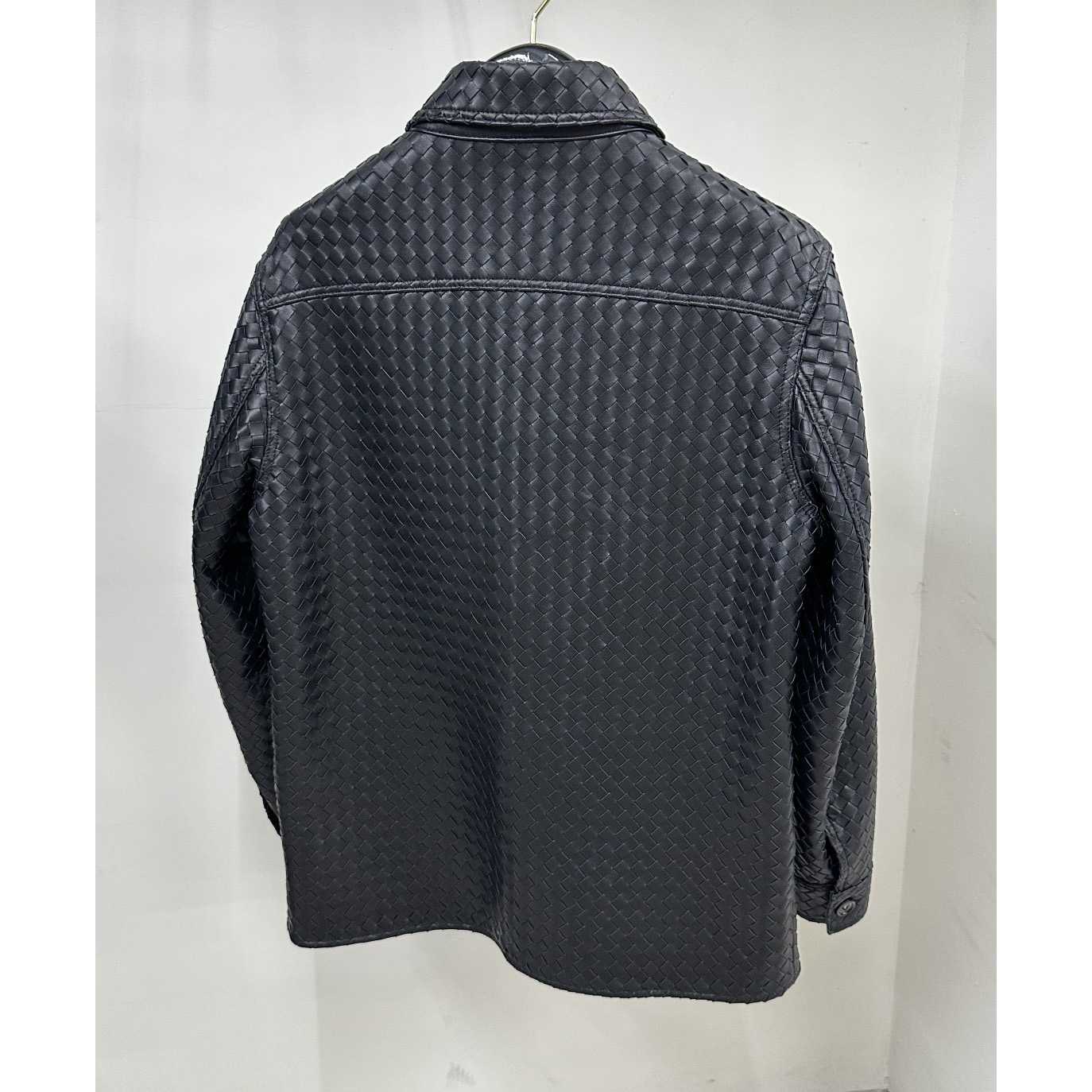 Bottega Veneta Intrecciato Relaxed Leather Shirt - DesignerGu