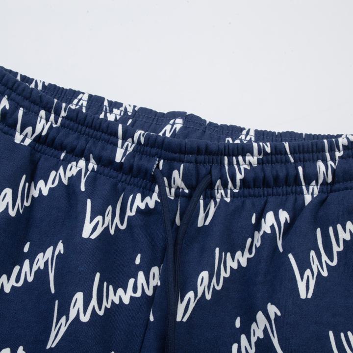 Balenciaga Navy Scribble Shorts - DesignerGu