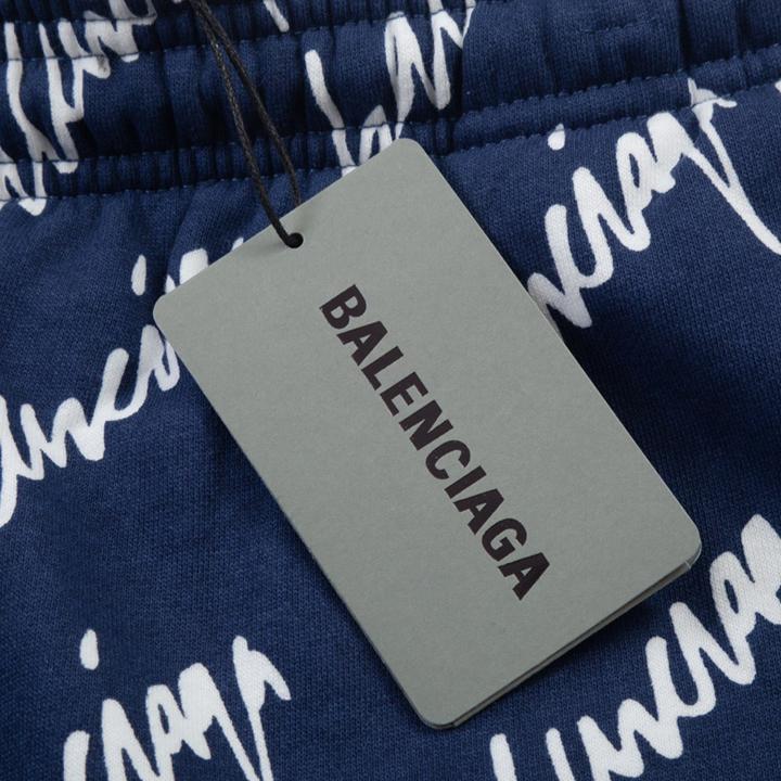 Balenciaga Navy Scribble Shorts - DesignerGu