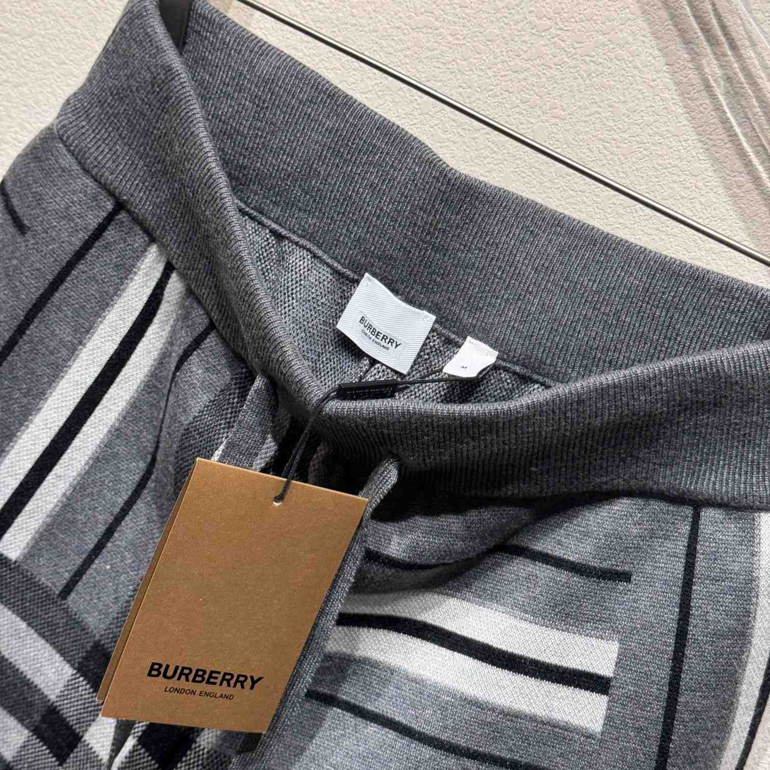 Burberry Check And Stripe Wool Blend Jacquard Shorts - DesignerGu