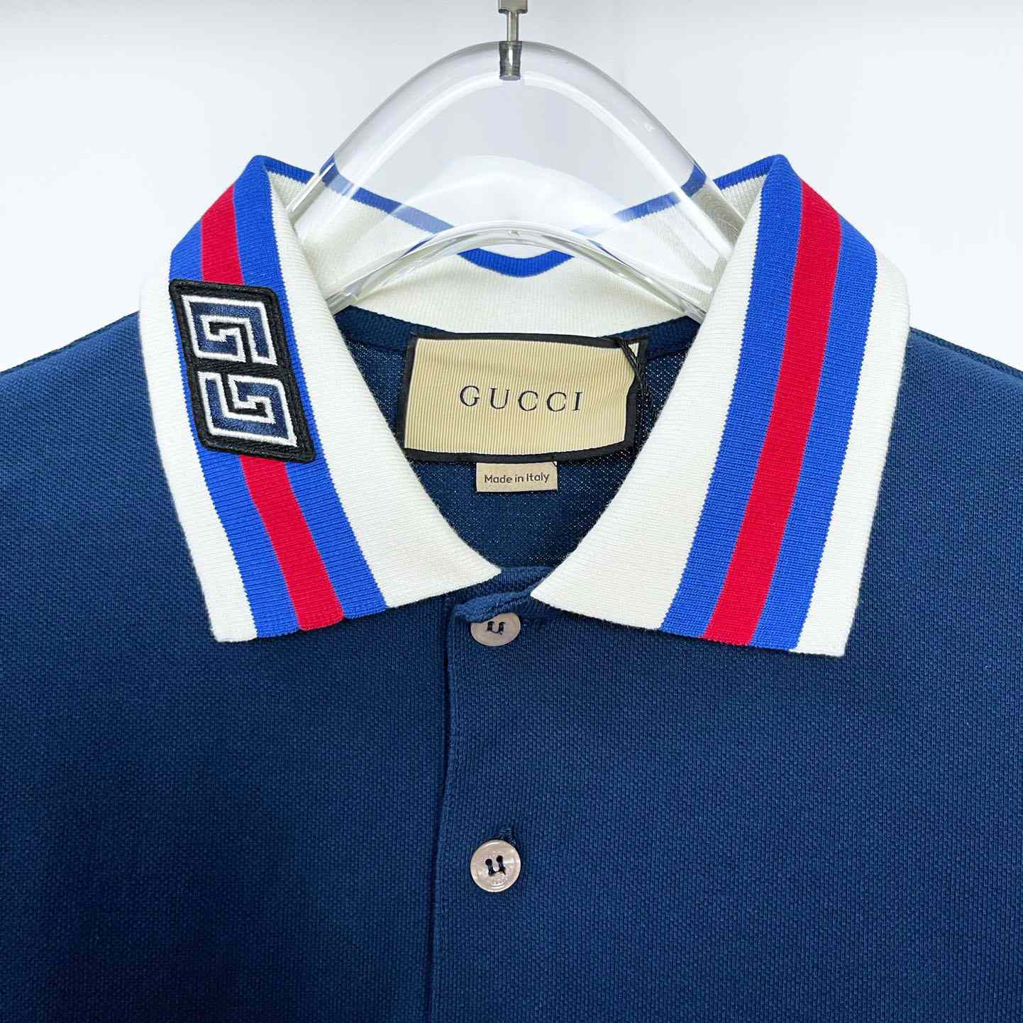 Gucci Cotton Piquet Polo With Web Collar - DesignerGu