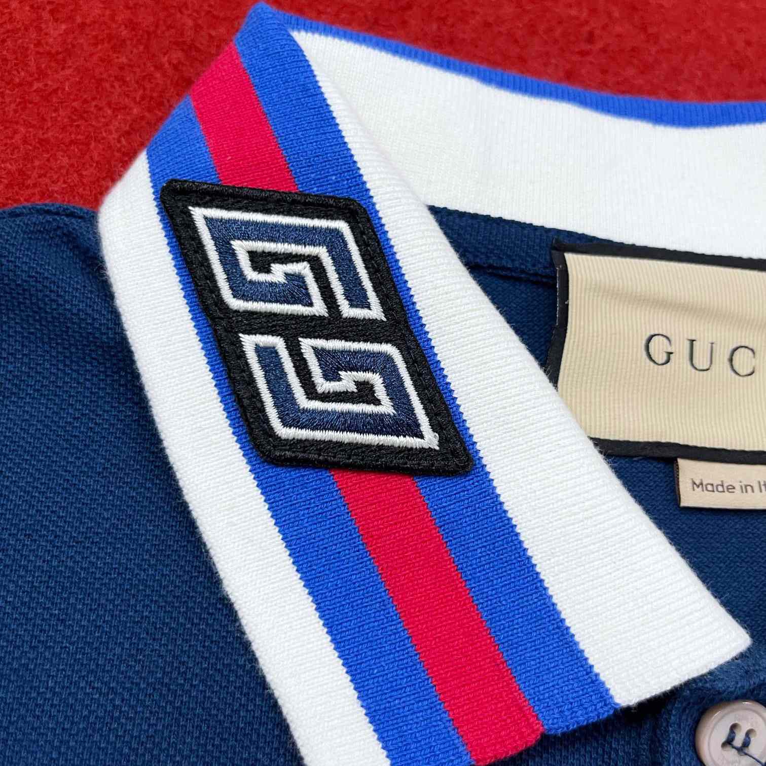 Gucci Cotton Piquet Polo With Web Collar - DesignerGu