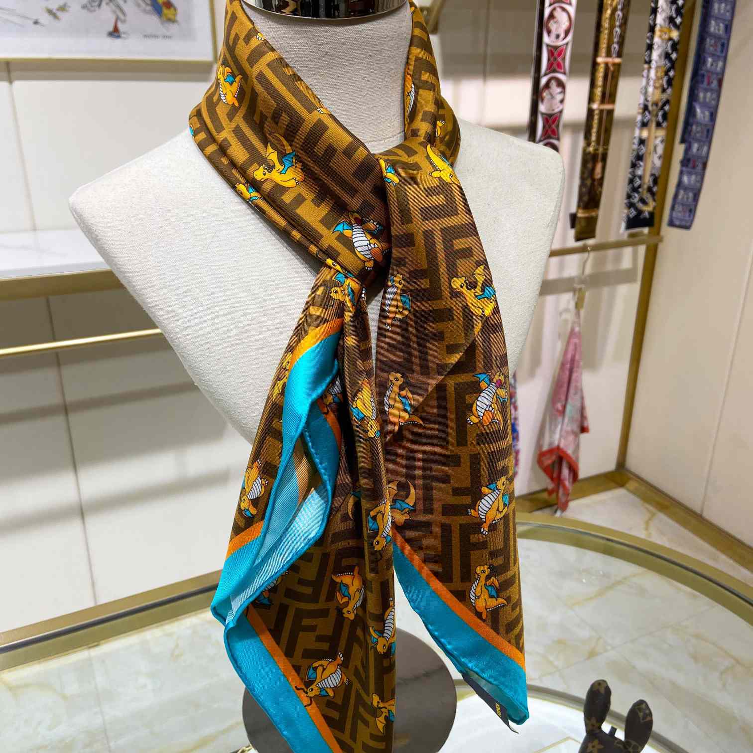 Fendi x FRGMT x Pokemon Silk Foulard   90*90cm - DesignerGu