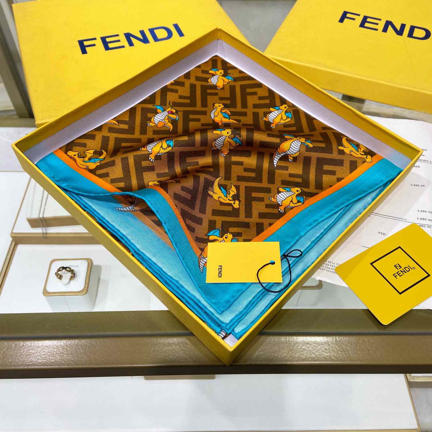 Fendi x FRGMT x Pokemon Silk Foulard   90*90cm - DesignerGu