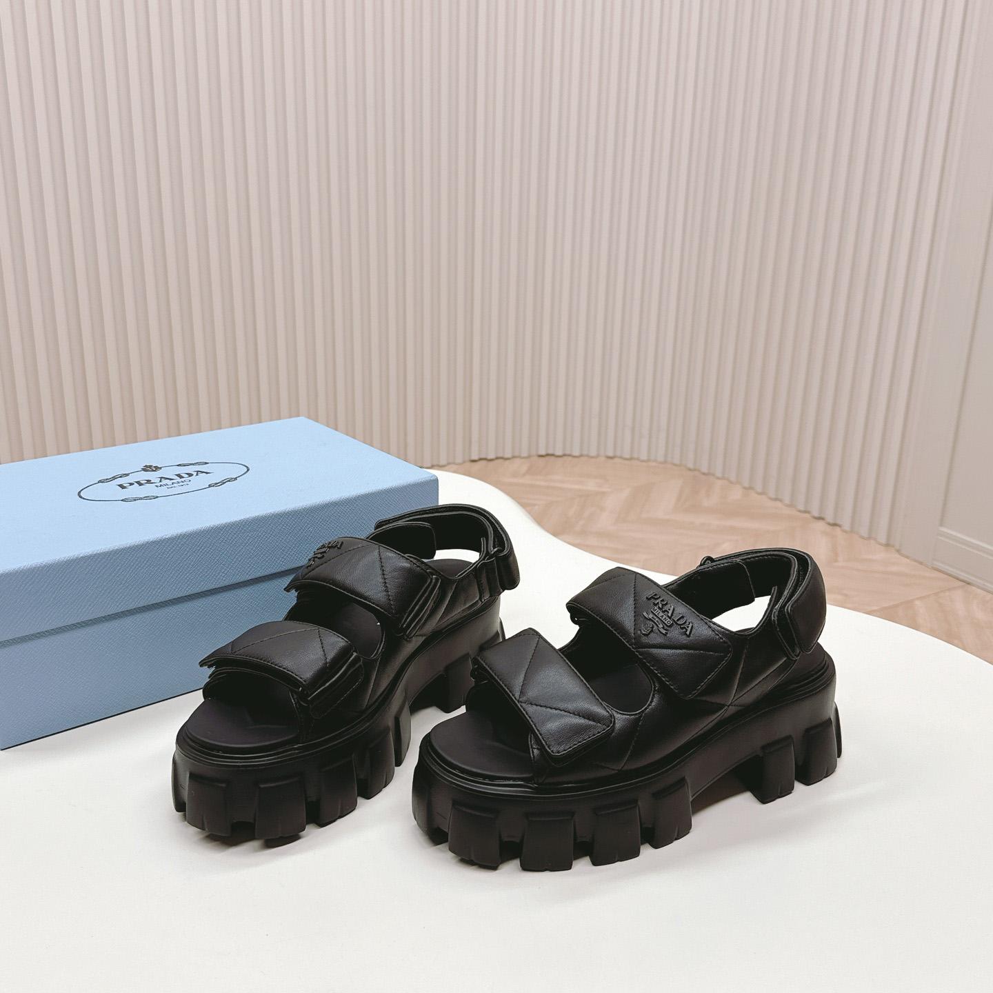 Prada Monolith Nappa Leather Sandals - DesignerGu