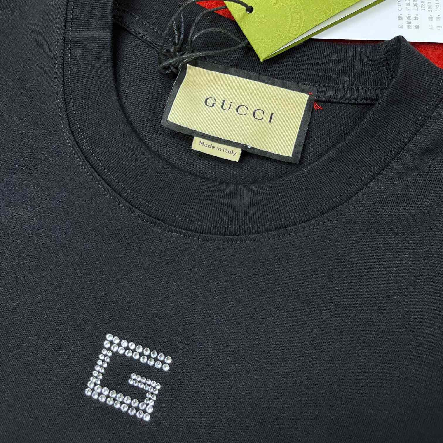 Gucci Cotton Jersey T-shirt With Crystal G - DesignerGu