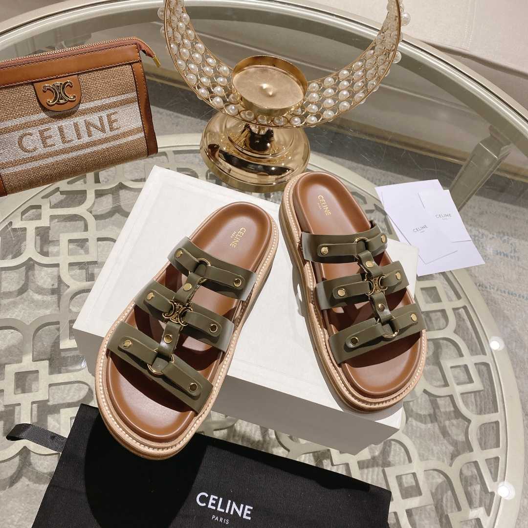 Celine Slides Tippi In Calfskin - Vegetal Tanning  - DesignerGu