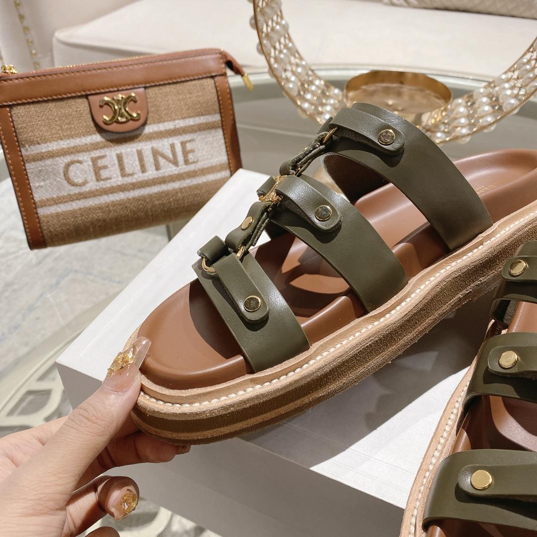 Celine Slides Tippi In Calfskin - Vegetal Tanning  - DesignerGu