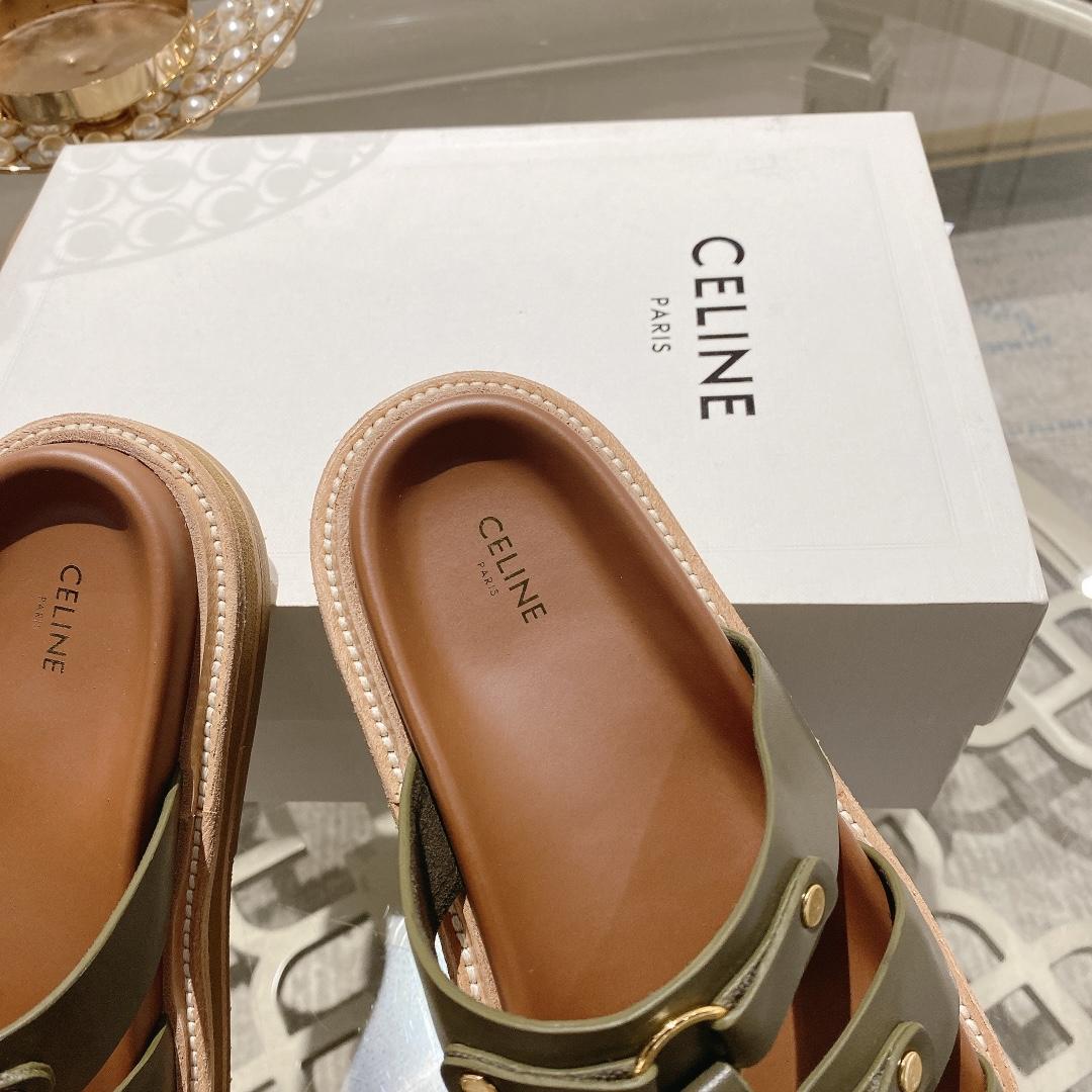 Celine Slides Tippi In Calfskin - Vegetal Tanning  - DesignerGu