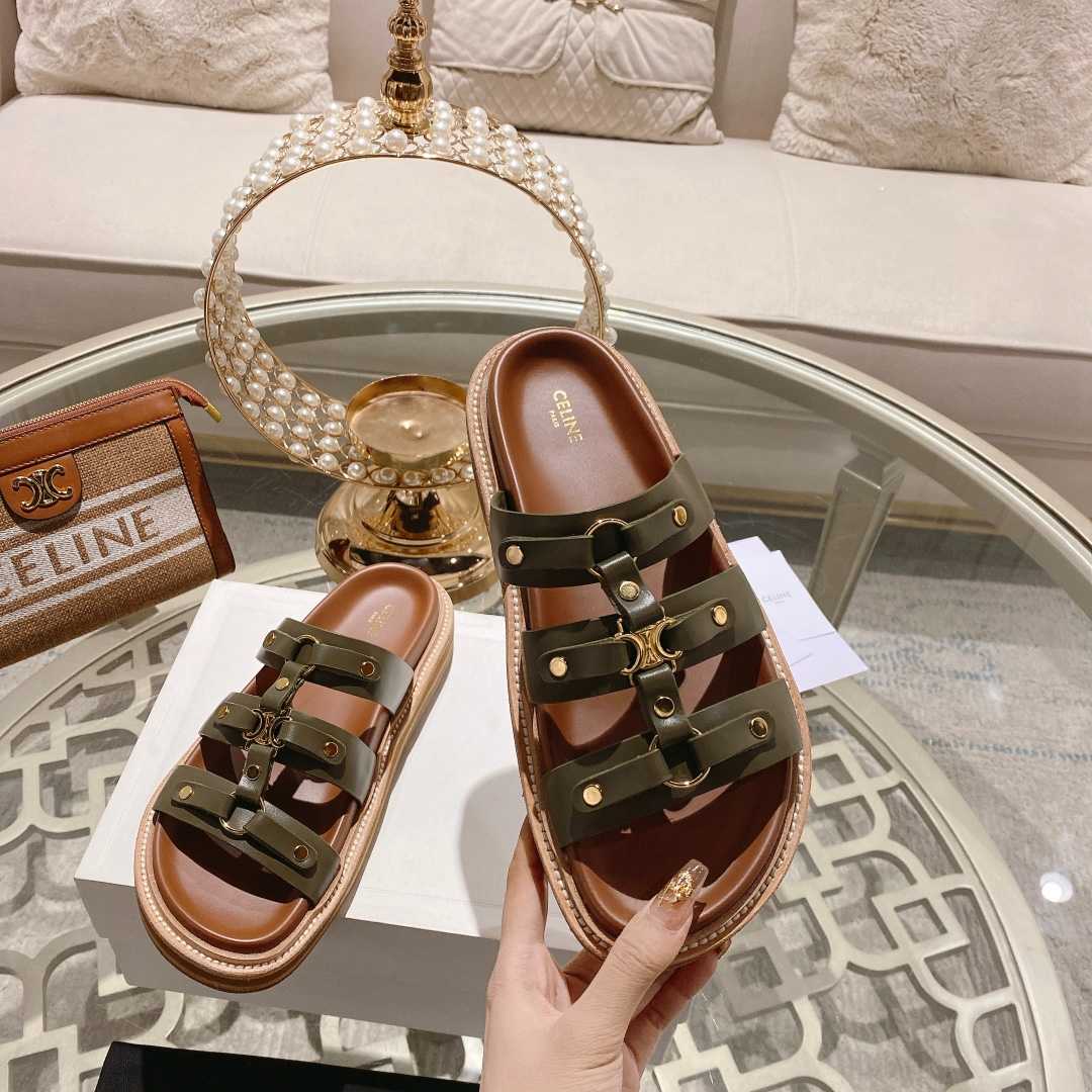 Celine Slides Tippi In Calfskin - Vegetal Tanning  - DesignerGu