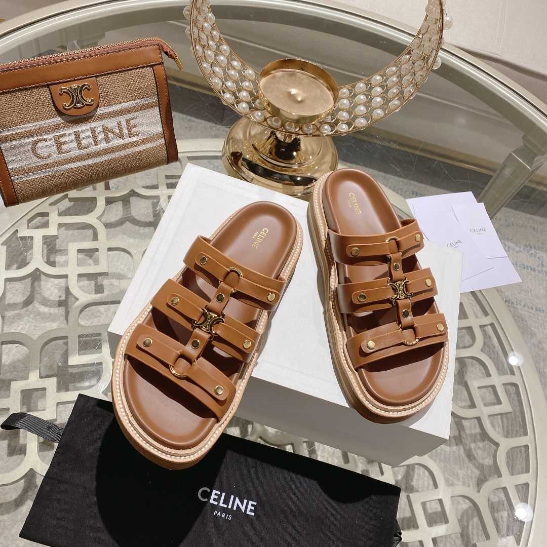 Celine Slides Tippi In Calfskin - DesignerGu