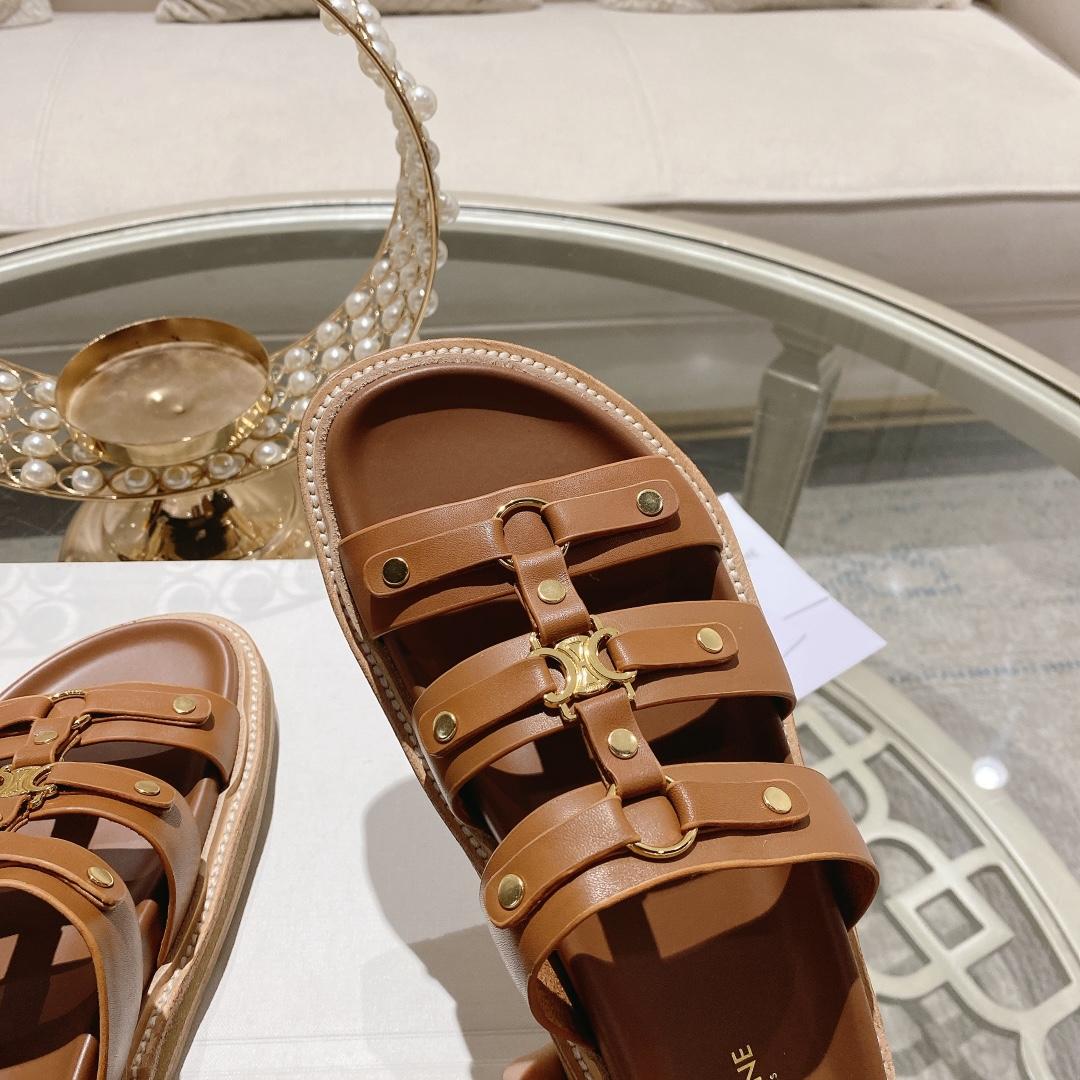 Celine Slides Tippi In Calfskin - DesignerGu