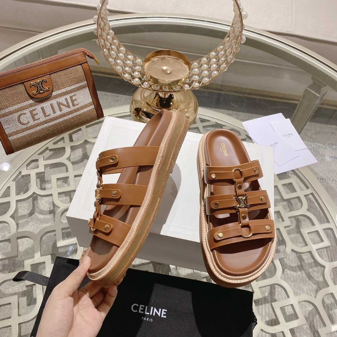 Celine Slides Tippi In Calfskin - DesignerGu