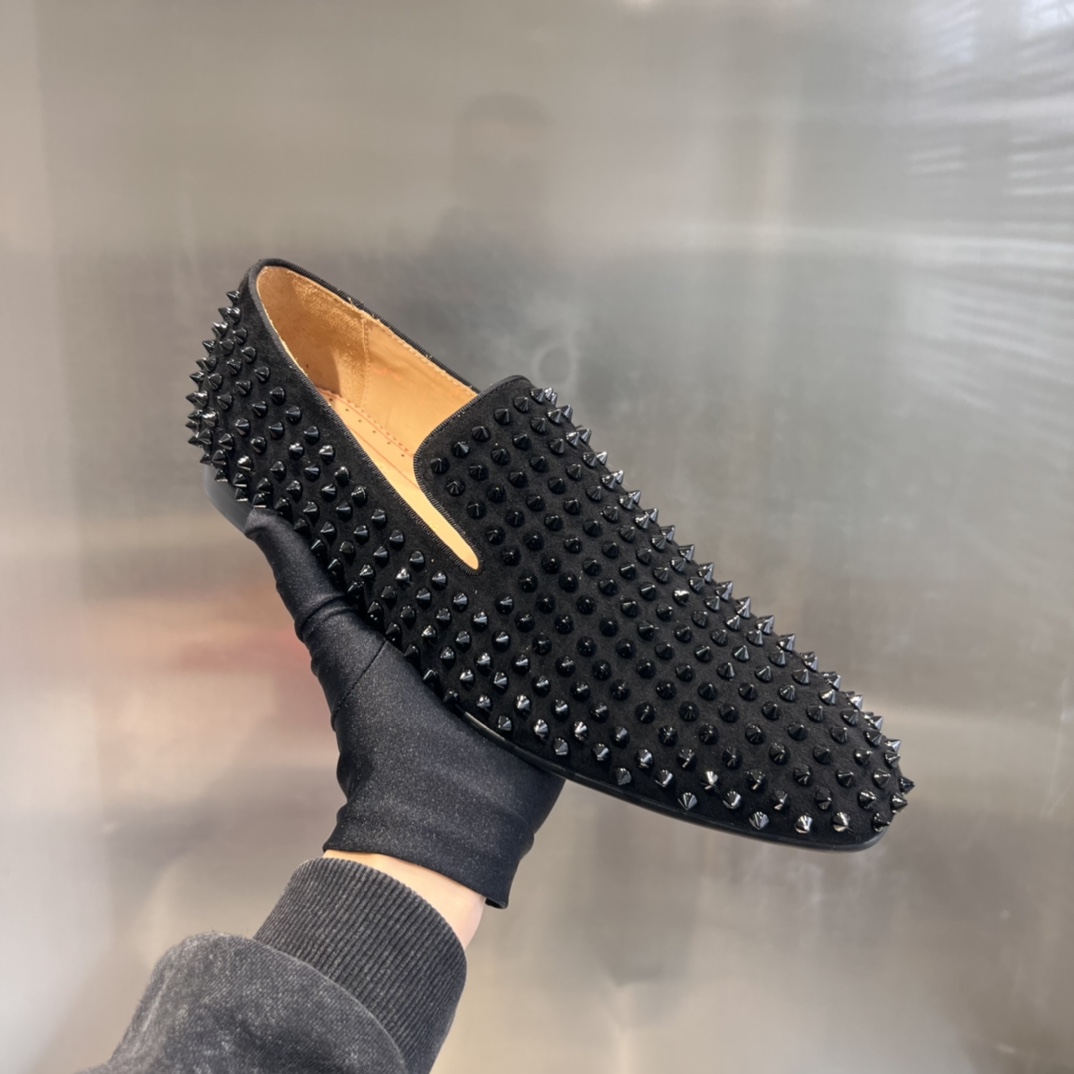 Christian Louboutin Black Dandelion Spikes Loafers - DesignerGu