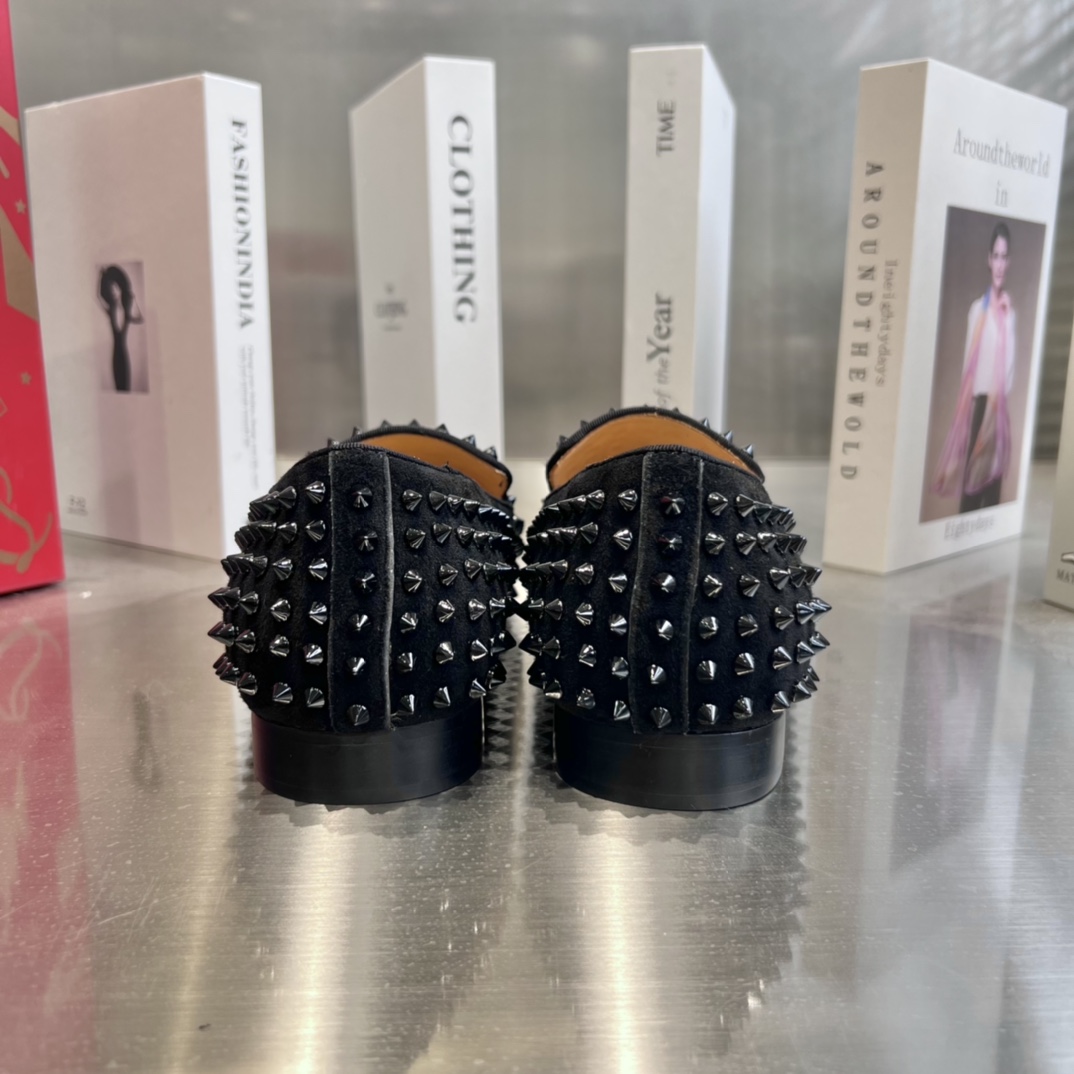 Christian Louboutin Black Dandelion Spikes Loafers - DesignerGu