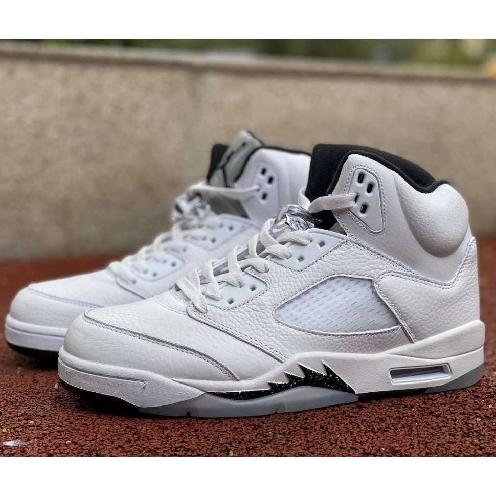 Air Jordan 5 White/Black-Sail-Metallic Silver Sneakers    DD0587-110 - DesignerGu